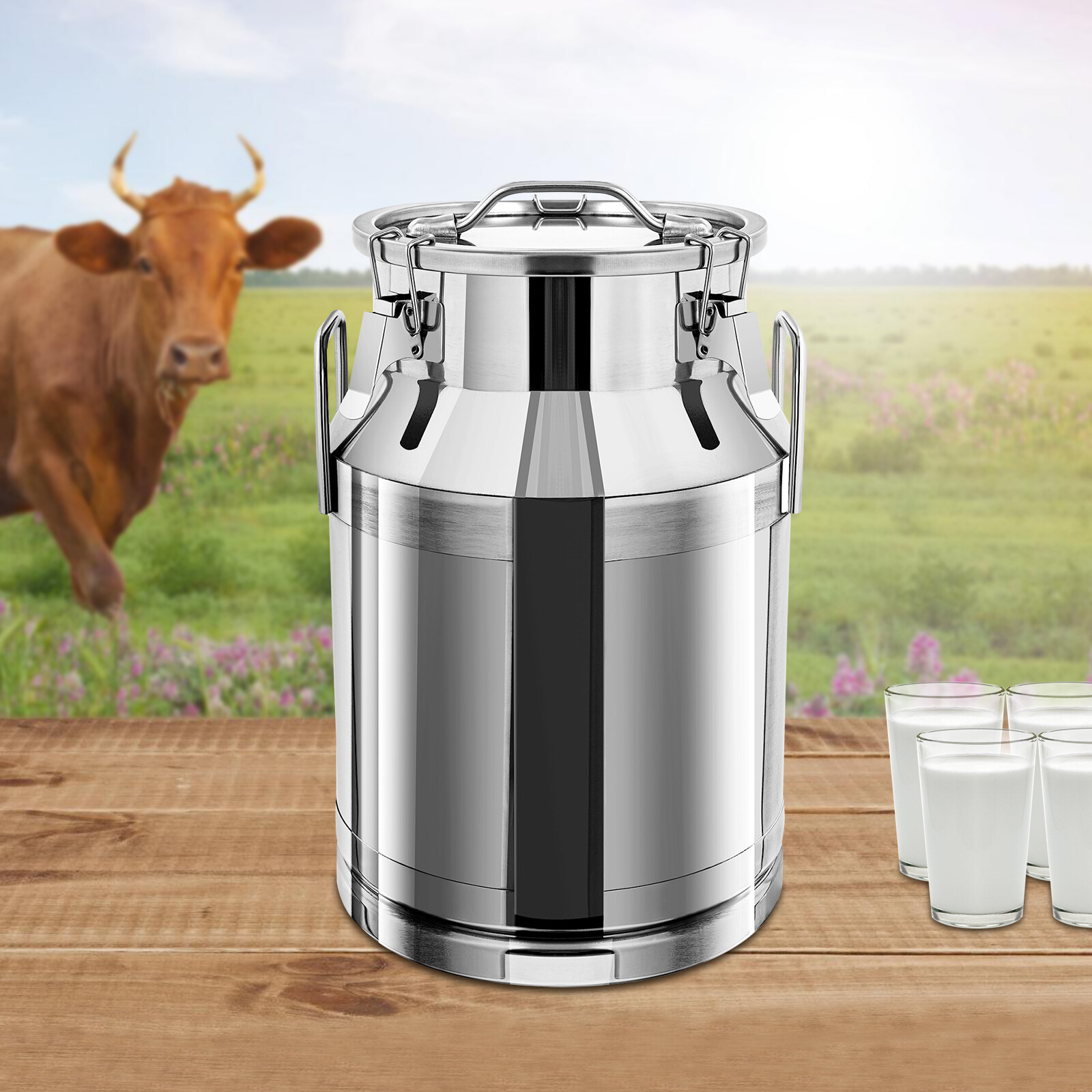 Wine Pail Bucket Water Jug Liquid Storage 30L 8 Gallon Stainless Steel Milk Can