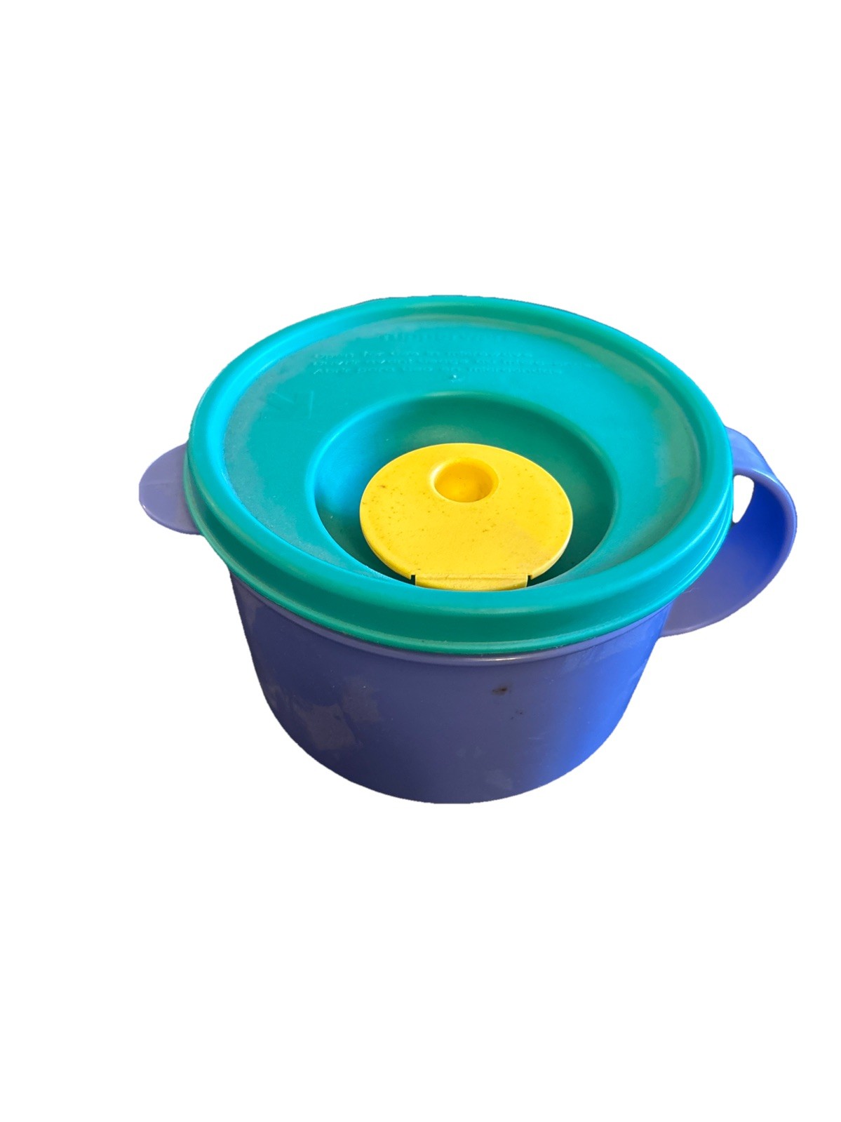 Vintage Tupperware CrystalWave 16oz Microwave Cup #3155B Teal Blue Vented Lid