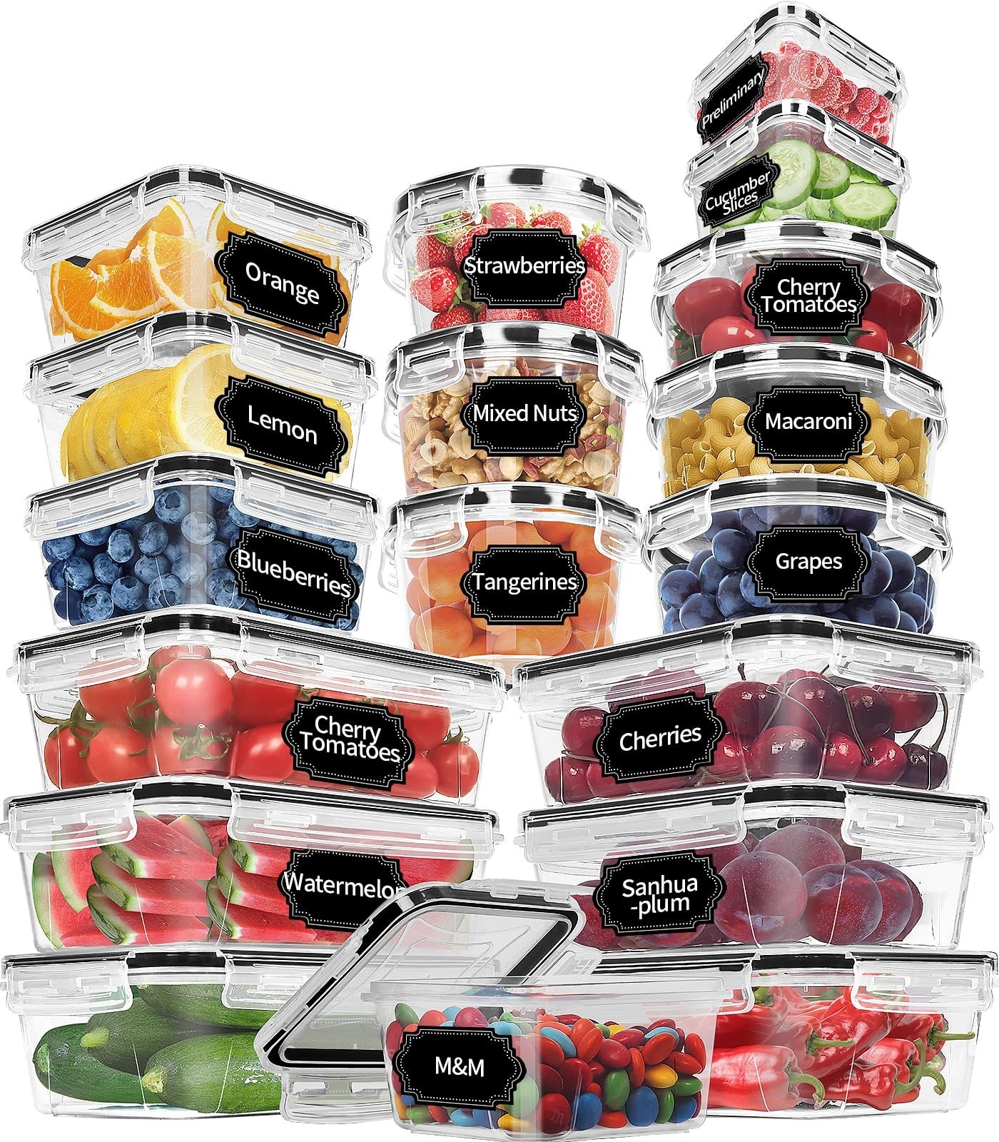 36 Pack Airtight Food Storage Containers – BPA-Free Meal Prep, Lids & Labels Inc