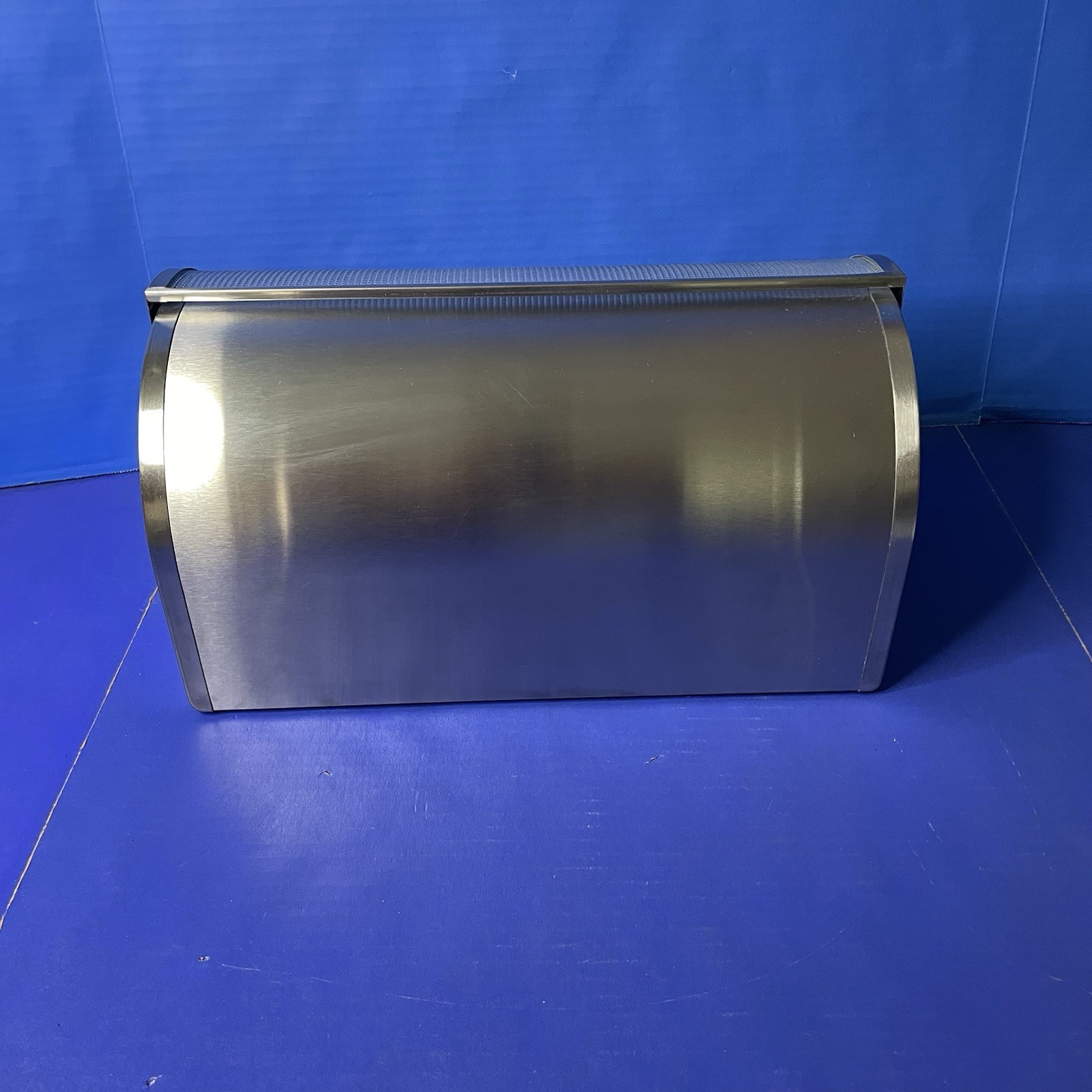 Bread Box with Tempered Glass Front Stainless Steel Roll Top Lid Oggi 15x8x8in