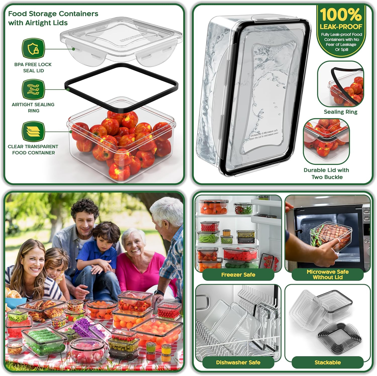 56 PCS Food Storage Containers with Lids Airtight- Plastic Container for Pantry
