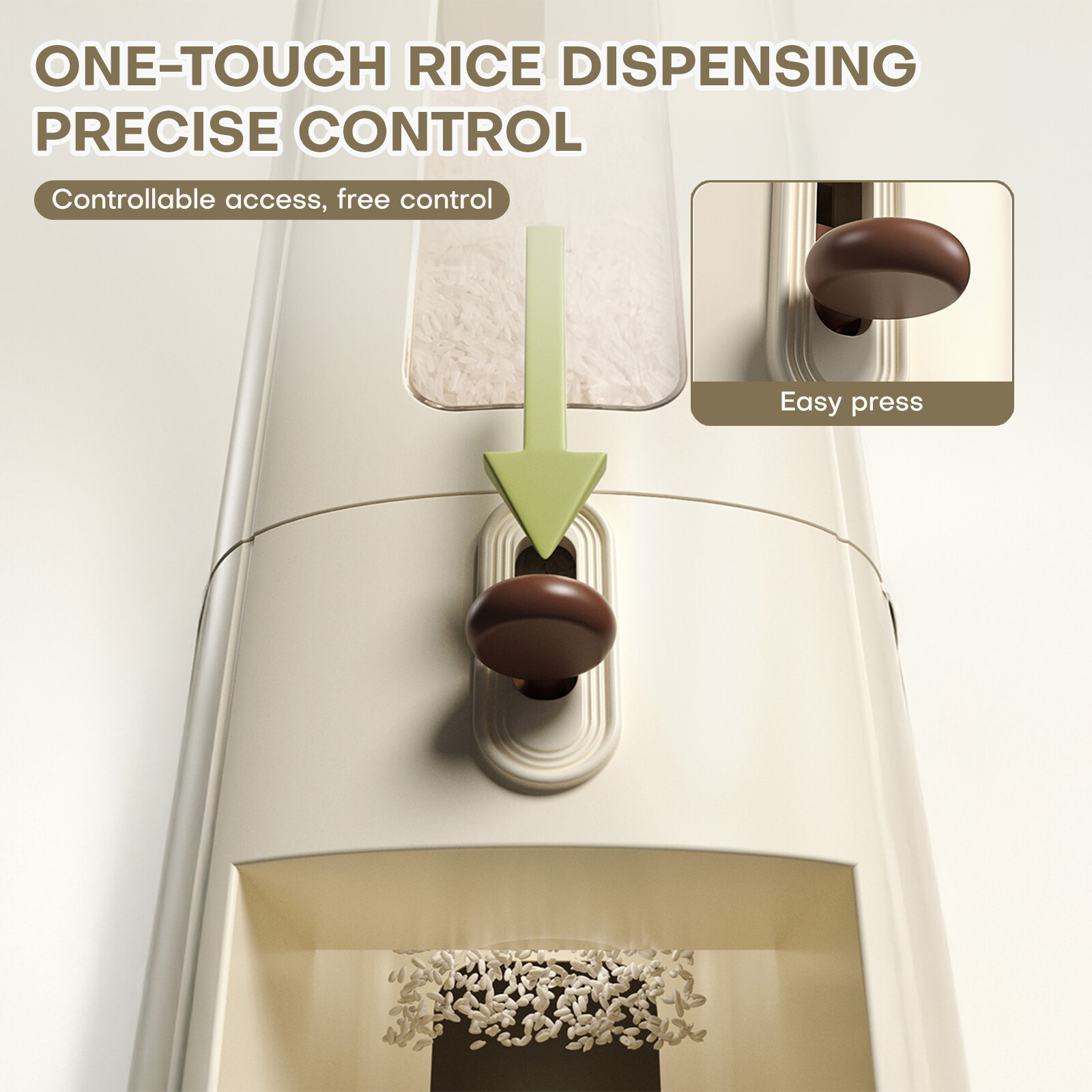 13/24 lbs Rice Dispenser Airtight Food Storage Bin with Measuring Cup for Cereal