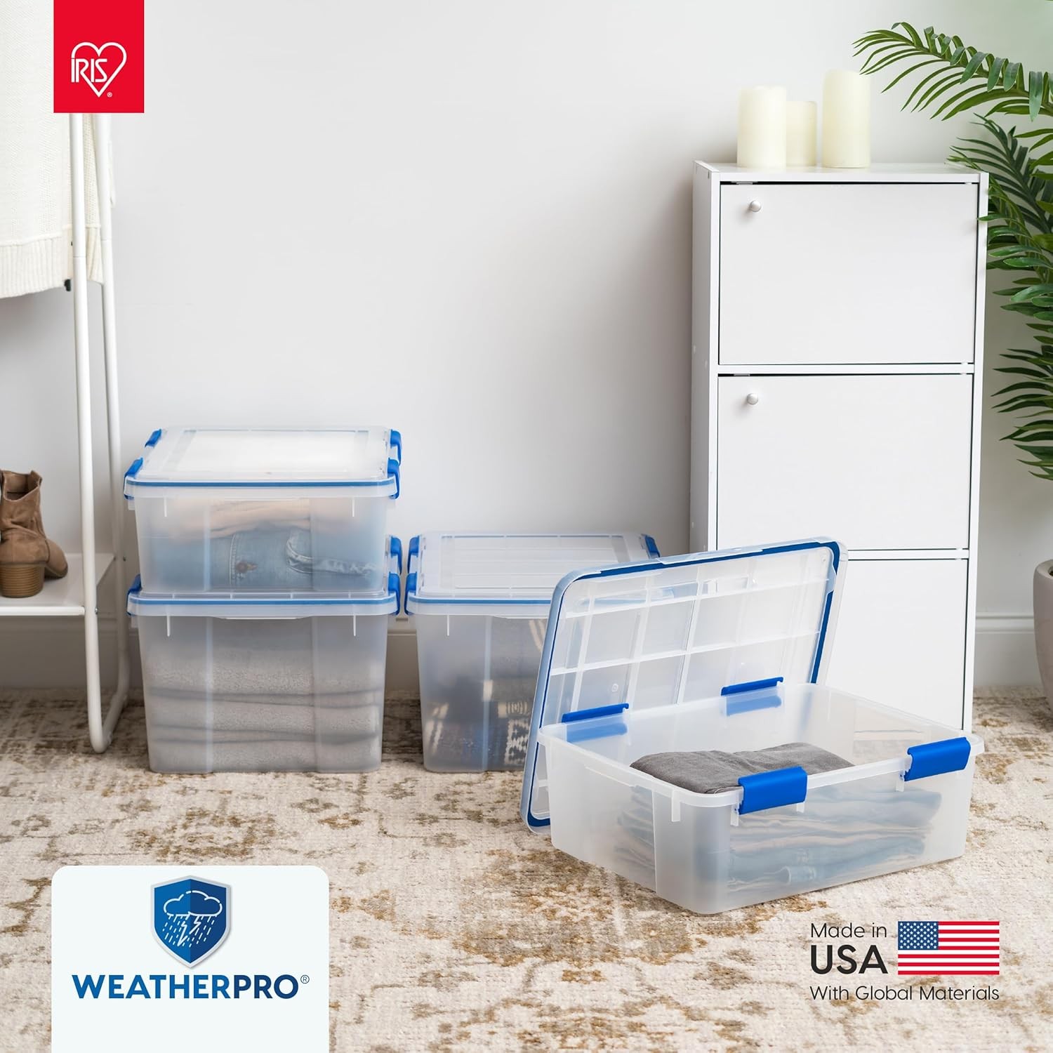 16 Qt Storage Bins W/ Lids 3 Pack BPA-Free Plastic Gasket Box W/ Tight Latch