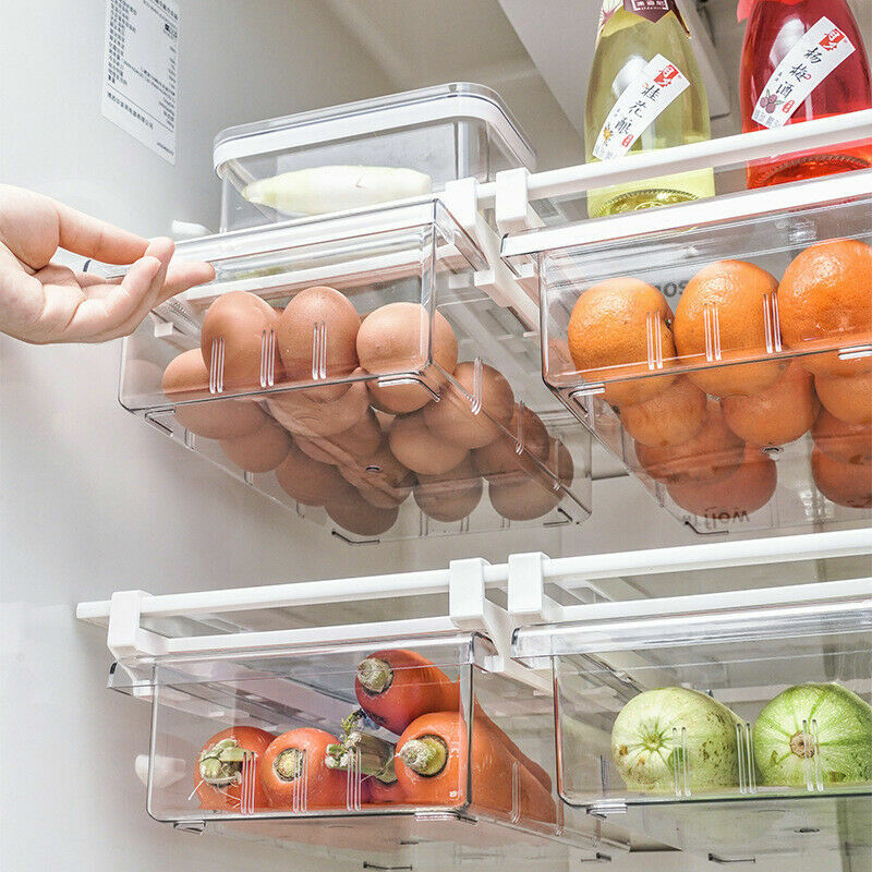 Fridge Drawer Storage Box Kitchen Refrigerator Freezer Slide Organizer Rack Case