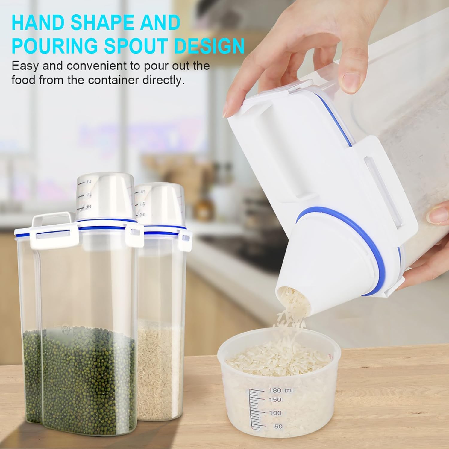 Uppetly Rice Airtight Dry Food Storage Containers, BPA Free Plastic Sealed Holde