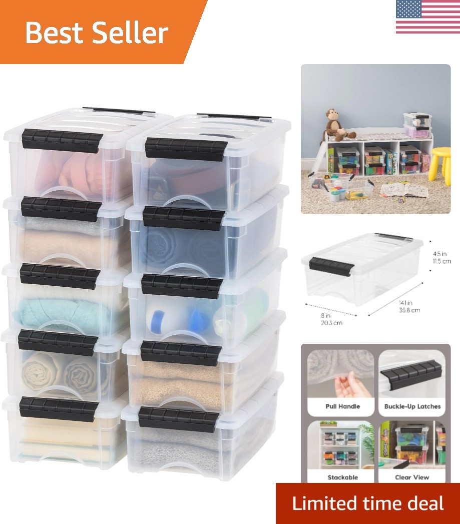 6 Qt Stackable Plastic Storage Bins with Lids, 10 Pack – BPA-Free, – See-Thr…