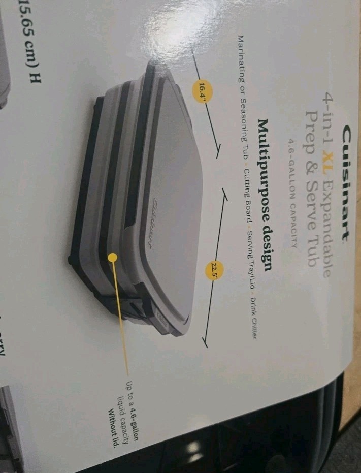 Cuisinart 4-in-1 Expandable Prep and Serve Tub with Removable Drain Port