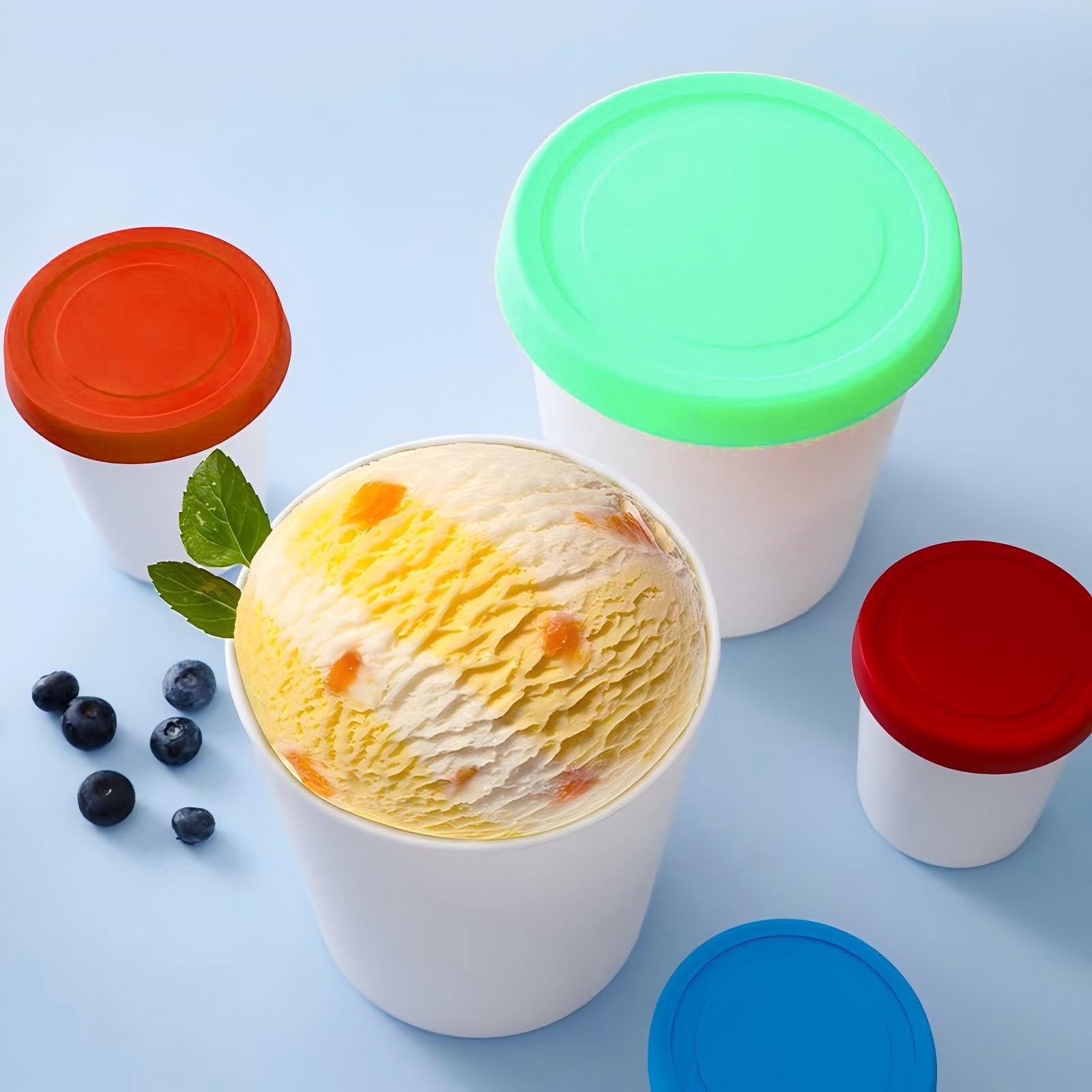 32 Oz Ice Cream Containers for Homemade Ice Cream Containers with Silicone Li…