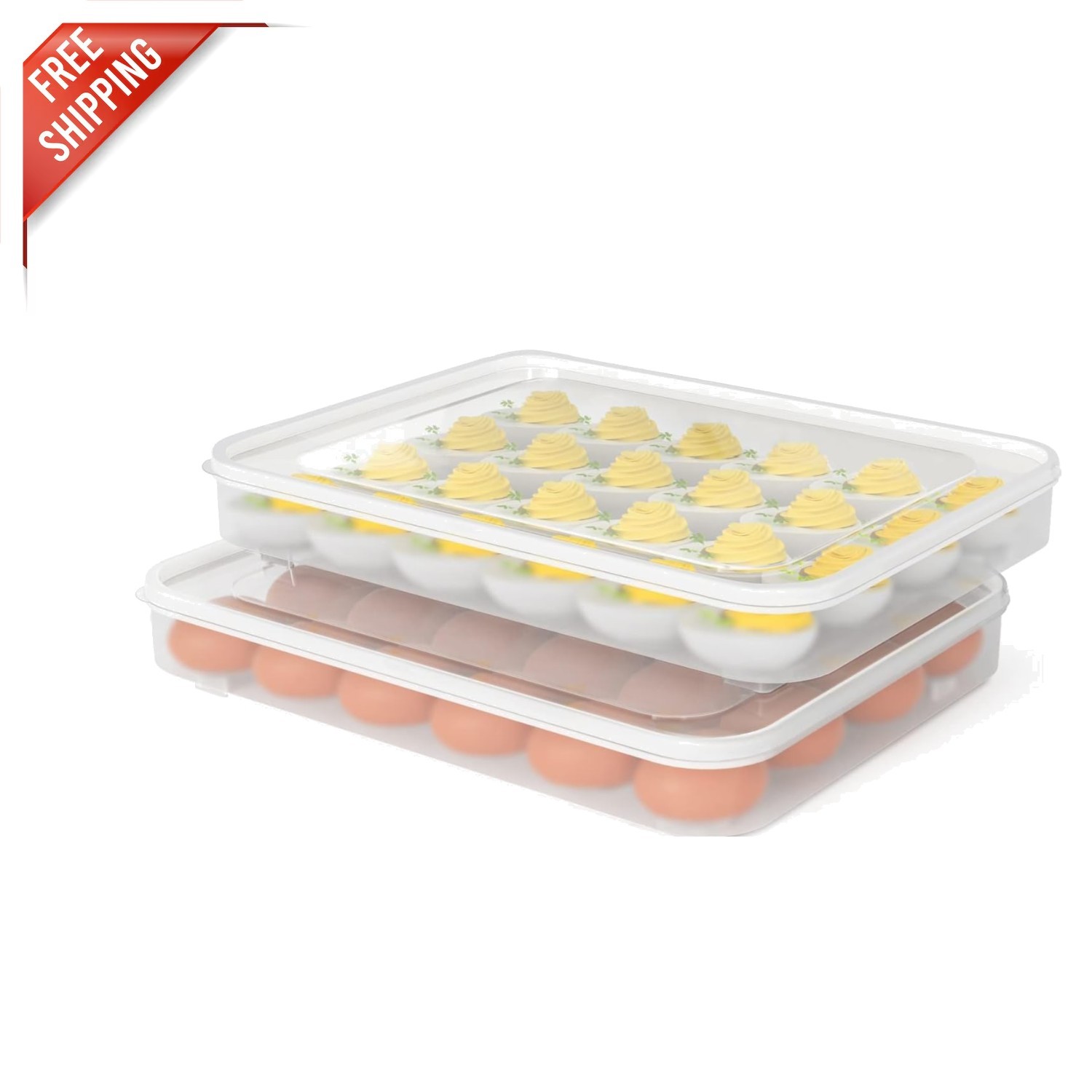 Multipurpose Deviled Egg Holder Set – Stackable Containers for Easy Transport