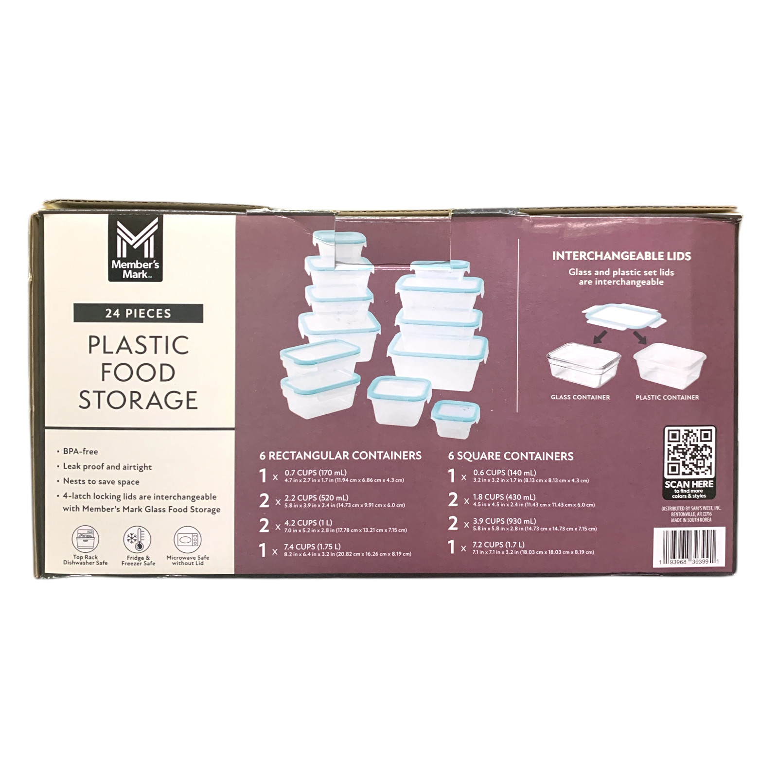 Member’s Mark 24-Piece Plastic Food Storage Set, Airtight & Leakproof