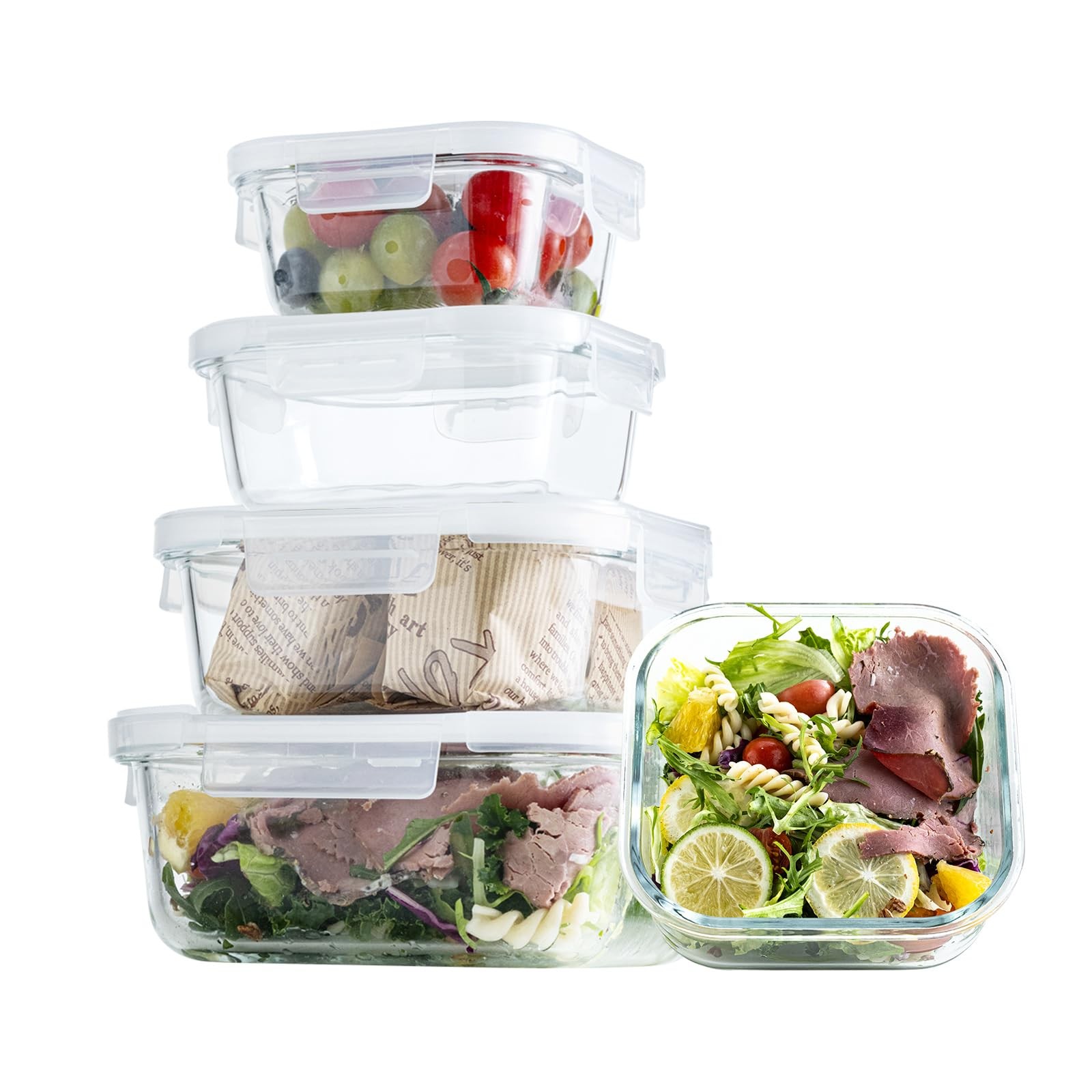 Airtight Glass Food Storage Containers with Lids (4-Piece Set) – Leakproof BP…
