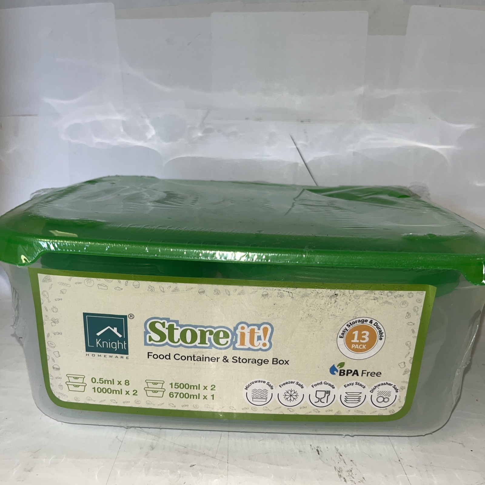 Knight Homeware Store It Food Container Storage Box 13 Pack 0.5ml, 1000ml, Etc