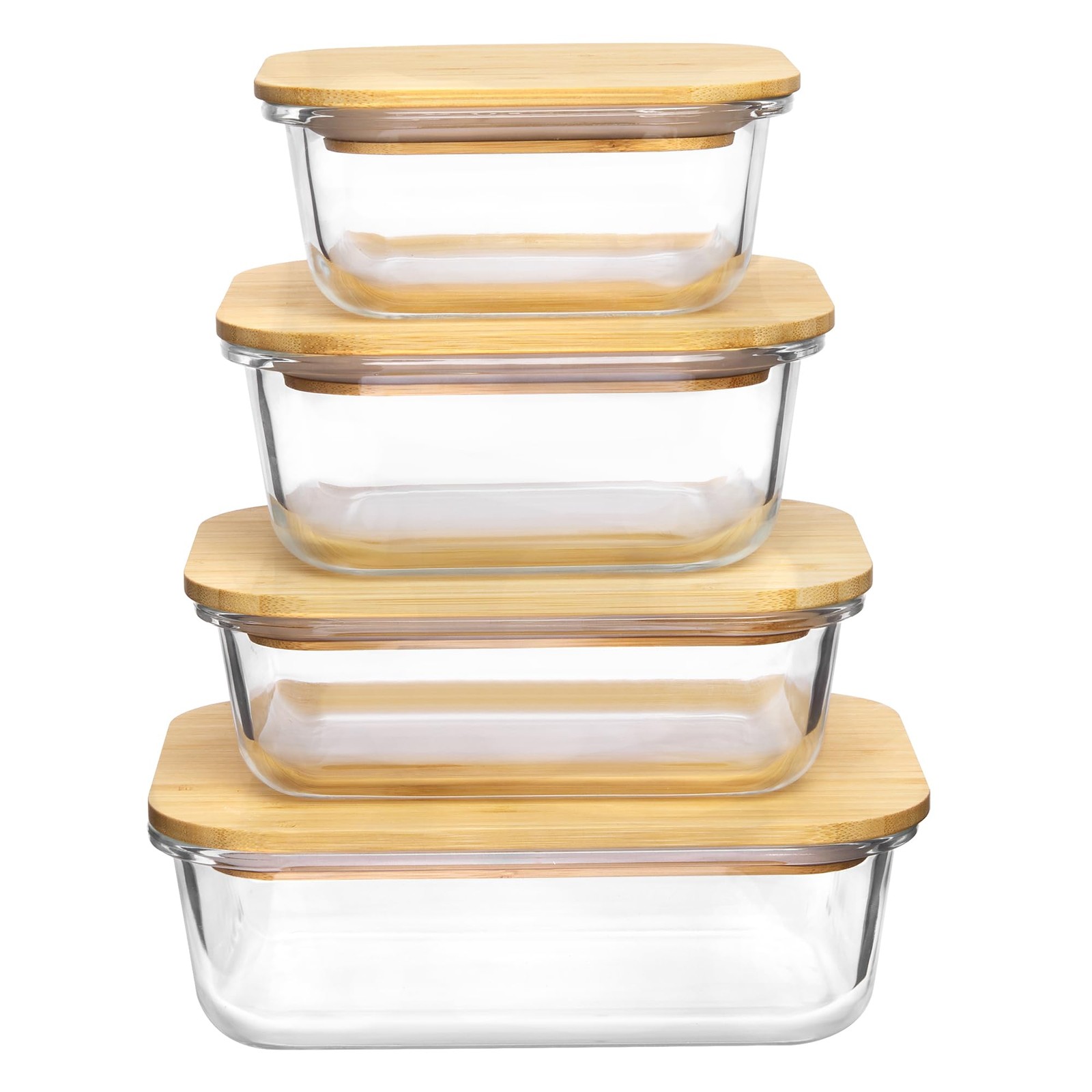 Glass Food Storage Containers with Bamboo Lids, 4 Pack Meal Prep Glass Contai…