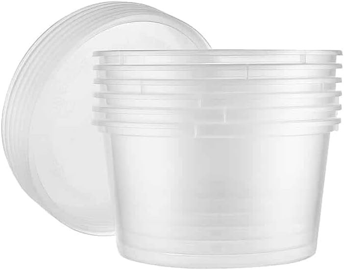 16oz Clear Round Plastic Container with Lid Disposable Storage Container 72 Pcs