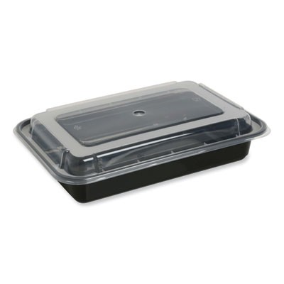 General Supply TORECT28 Food Container 28 Oz Black/Clear Plastic
