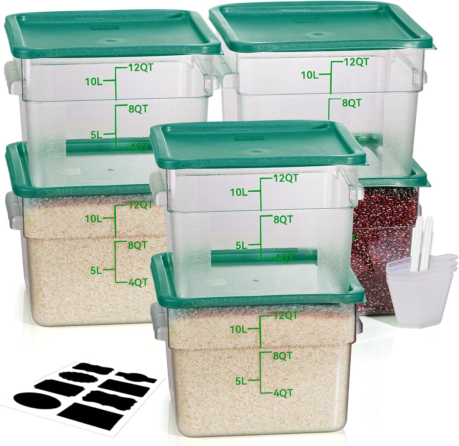 12QT NSF Food Storage Containers: 6PCS [Food Grade][Hot&Cold Resistant] Commerci