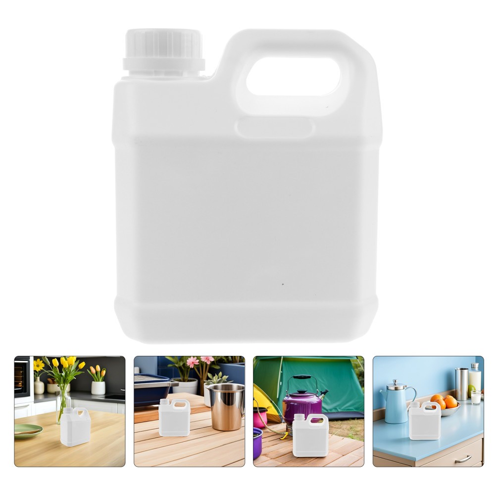 4Pcs White Refillable Plastic Liquid Bottles with Handle Leakproof Storage Jugs