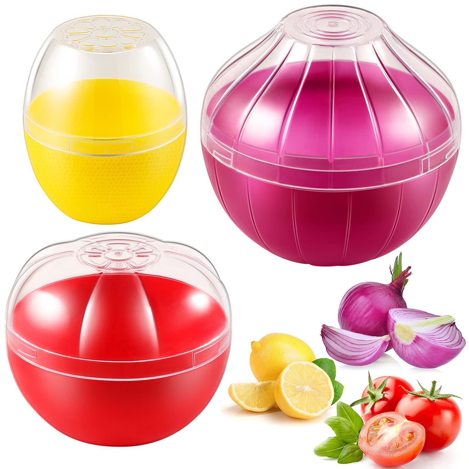 Vegetable and Fruit Storage Containers for Fridge, 3 Pieces BPA Free Reusable…