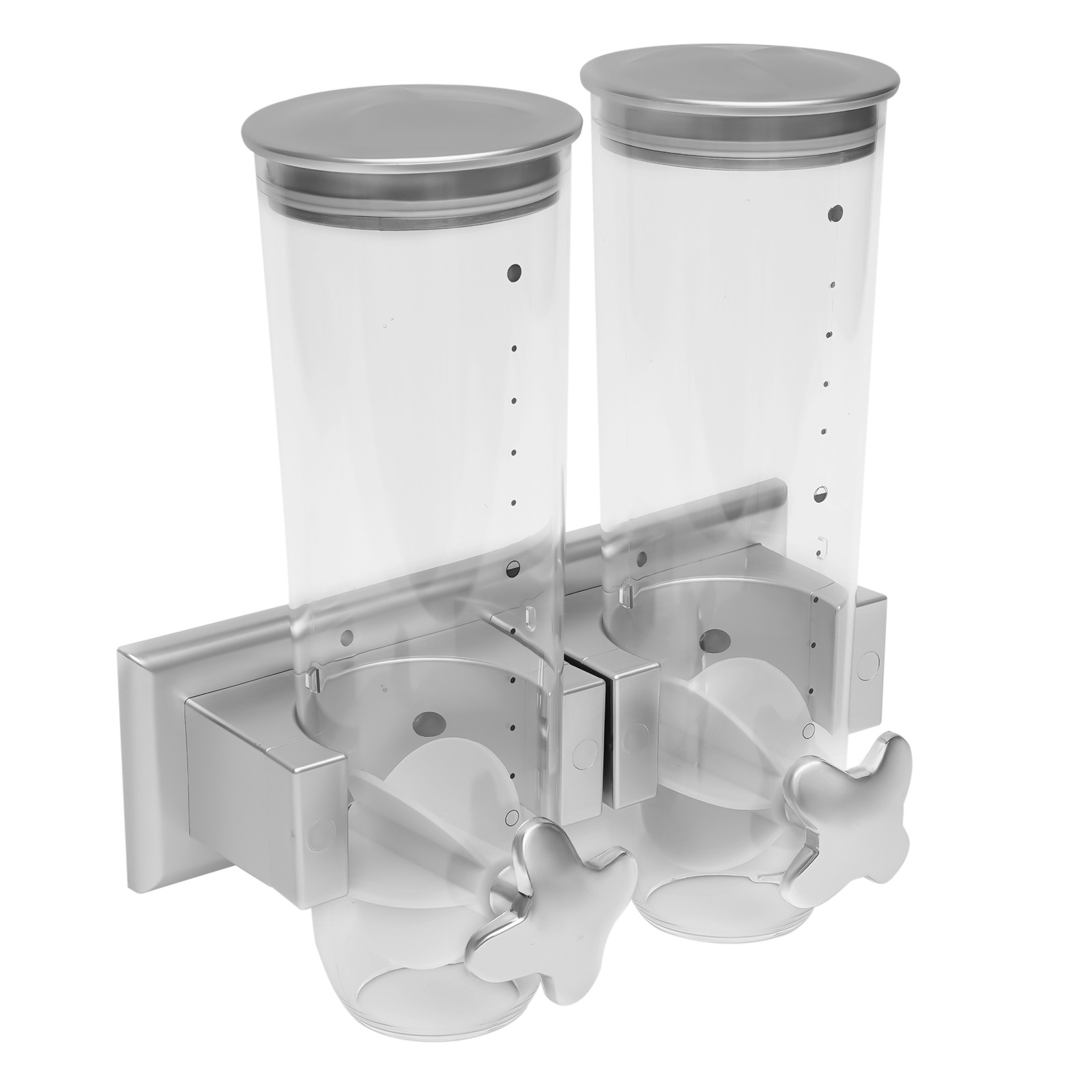 Wall Mount 2 Bucket Food Storage Dispenser Coffee/Bean/Candy/Rice Silver 3L