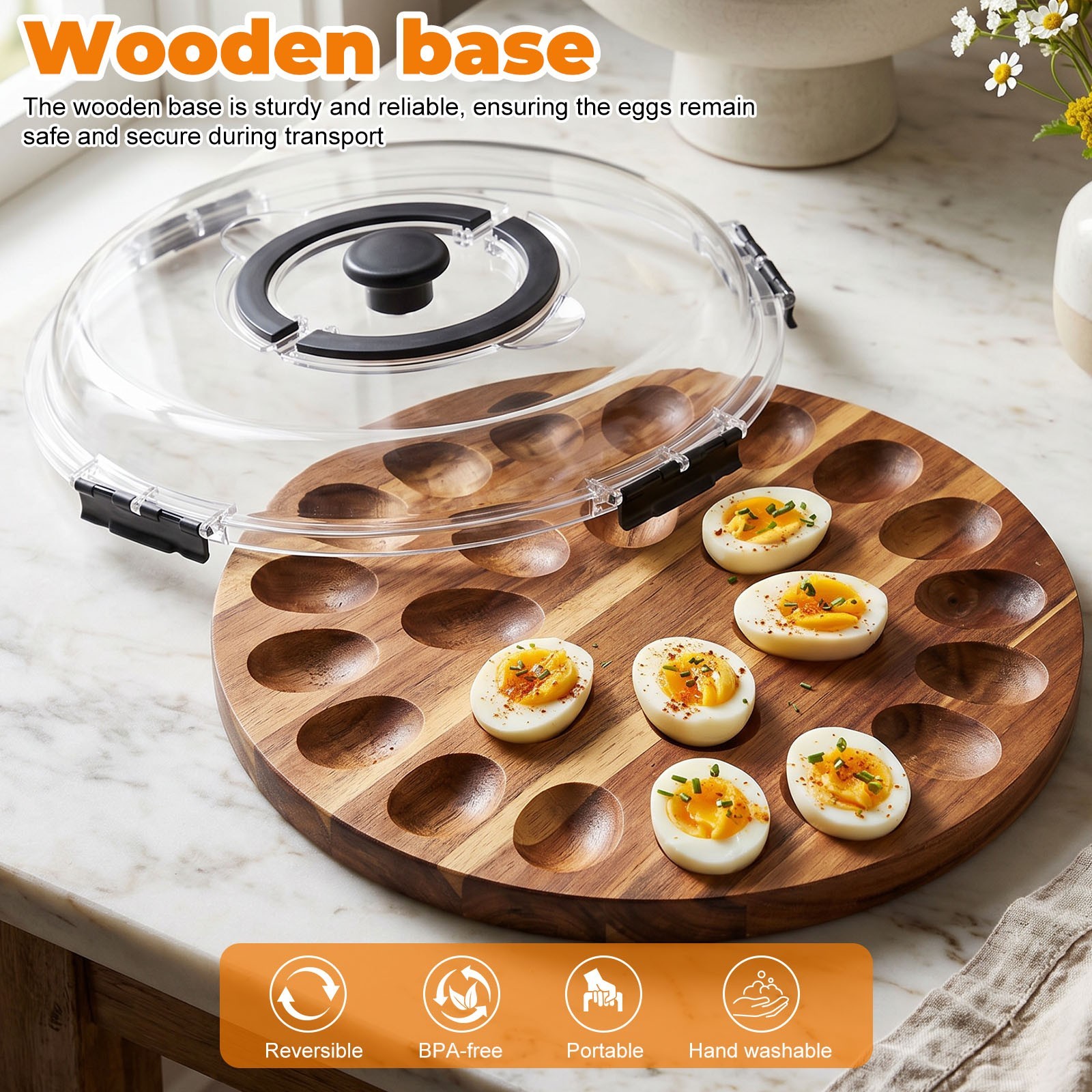 Deviled Egg Containers with Lid & Secure Snap, Holds 24 Eggs Deviled Egg Tray US