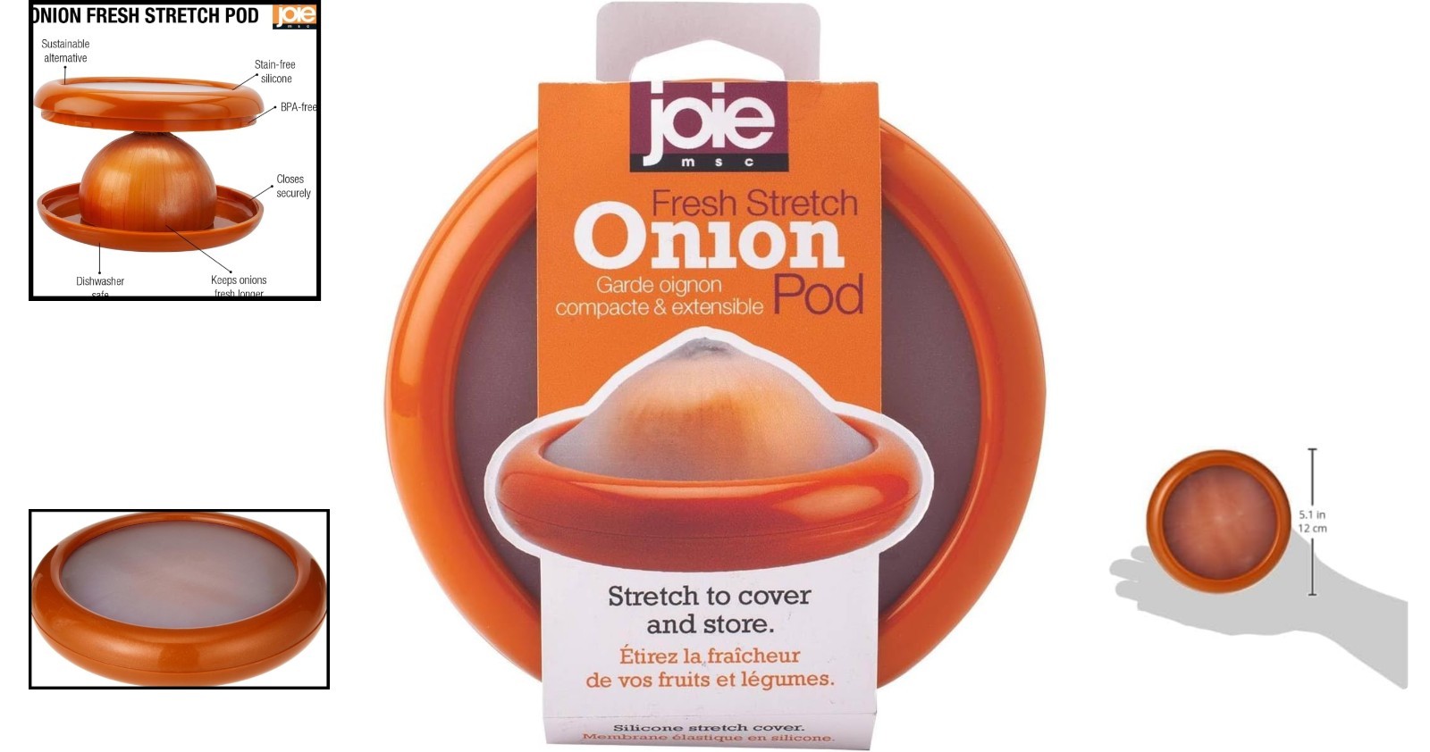 Fresh Stretch Pod Onion Storage Container – Silicone, Reusable, Dishwasher Safe