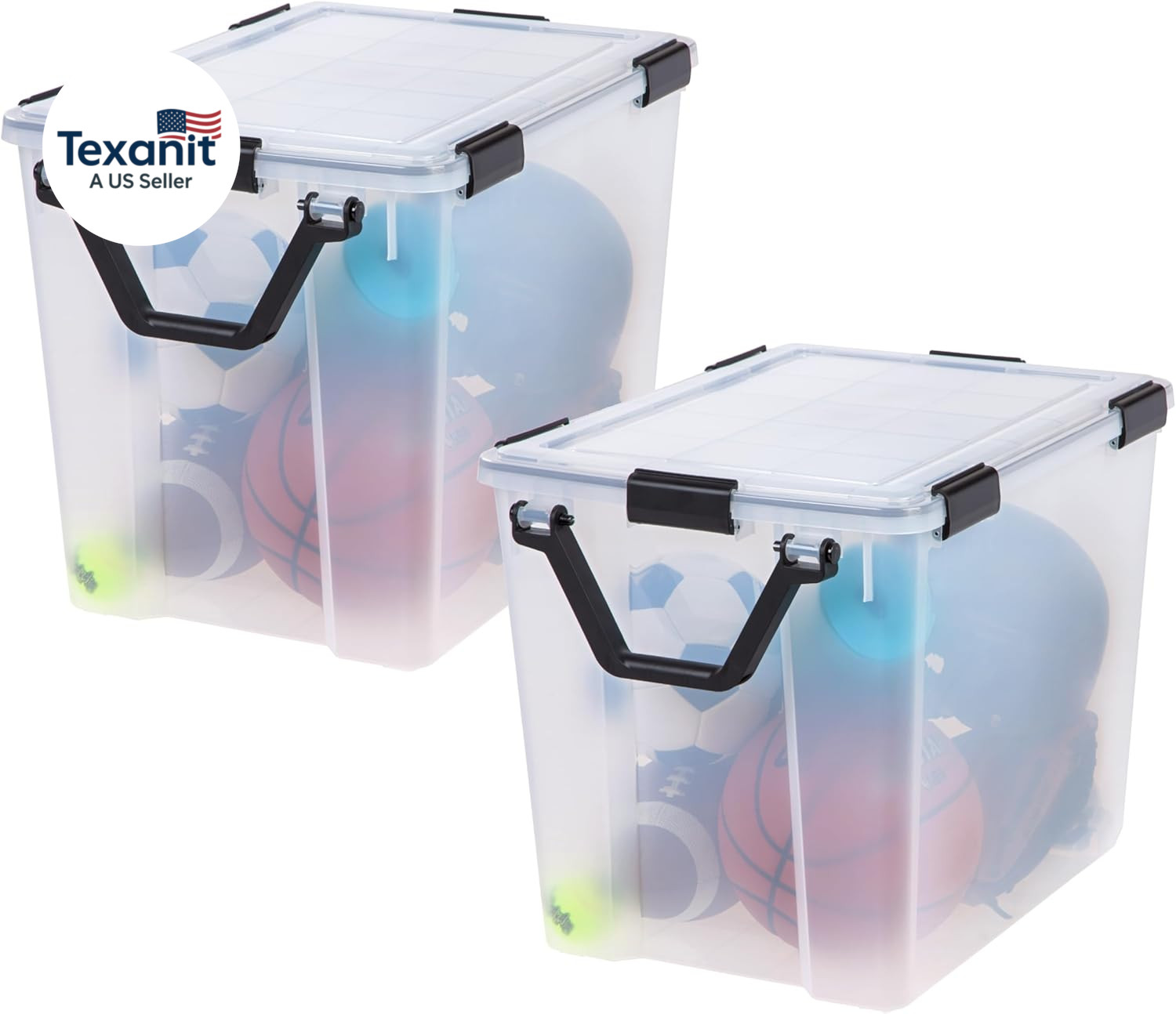 Weatherpro 103 Qt Storage Bins with Lids, 2 Pack, Bpa-Free Plastic Gasket Box wi