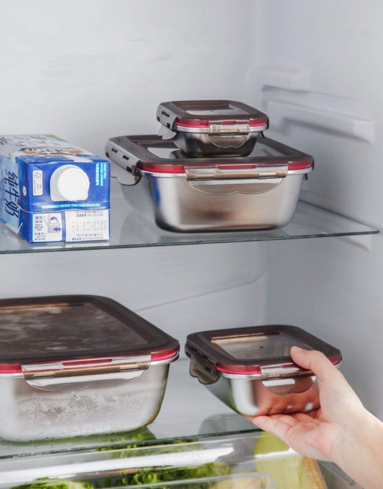 MAOYUAN 3 Pieces Stainless Steel Food Storage Container with Lids Silver
