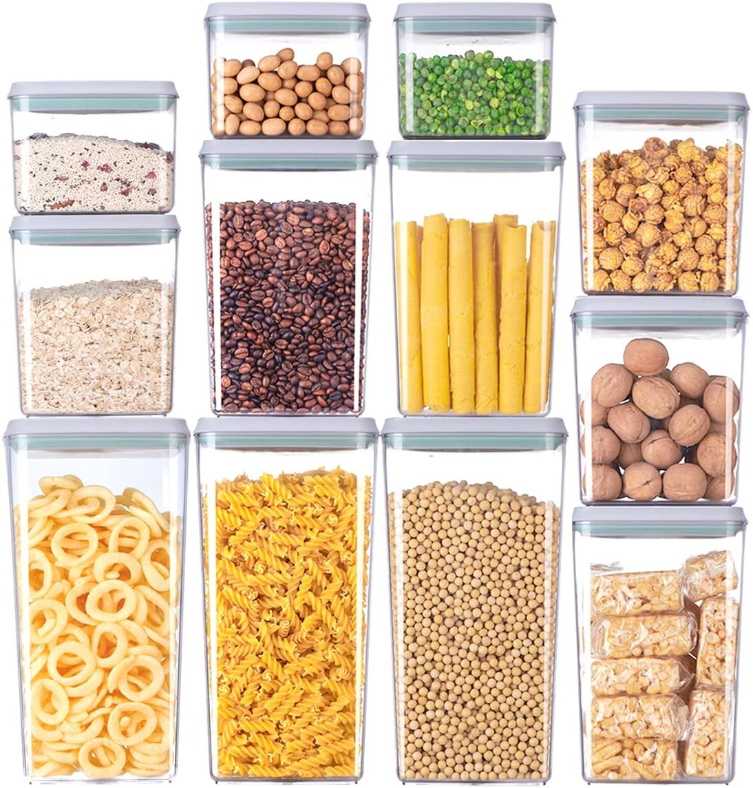 12 Pcs Pop Airtight Food Storage Containers with Lids for Kitchen Pantry Organiz