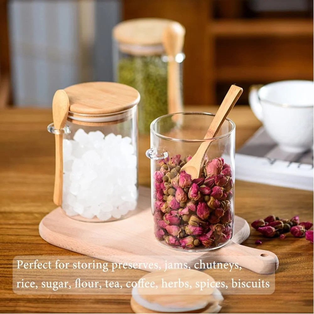 Overnight Oats Containers with Lid 1/2/3/4Pack 16Oz Airtight Glass Jars with Spo