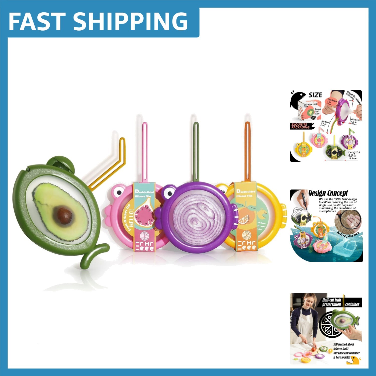 Vibrant Fish Design Food Storage Set – 4 Reusable Containers for Freshness