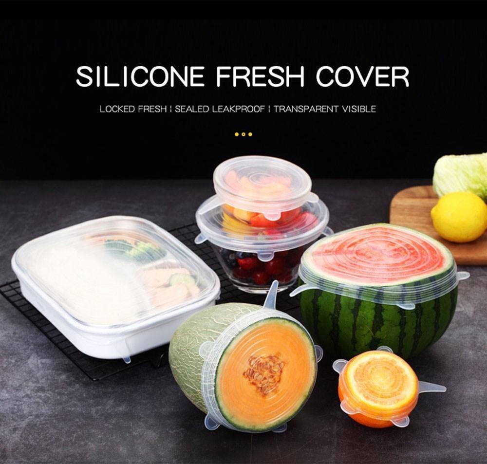 6pcs Stretchable Silicone Lids – Reusable, Universal Fit, Microwave Safe