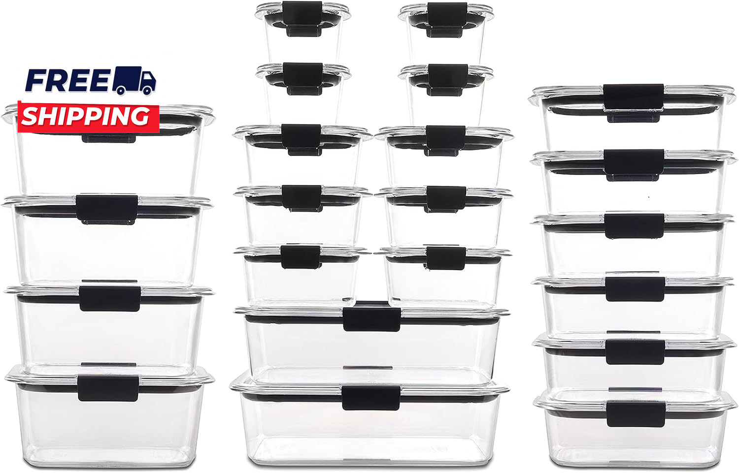 Brilliance BPA Free 44 Piece Food Storage Containers Set Airtight Leak Proof wit