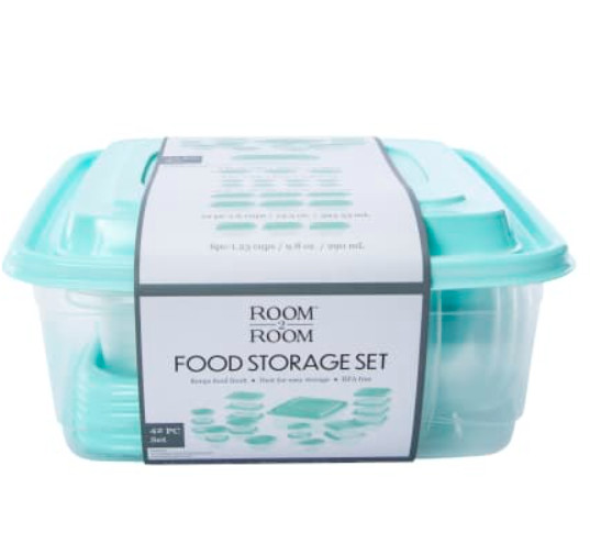 42 Piece Food Storage Container Set, with Easy Find Lids, Teal Brand New