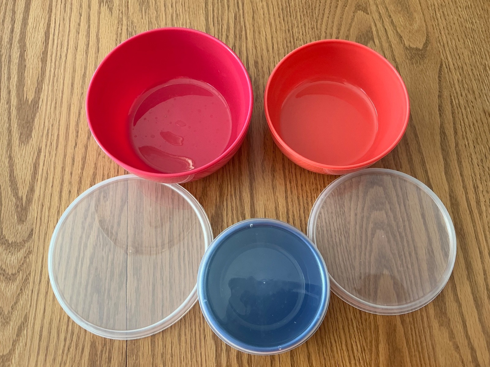 Set of 3 KitchenAid Storage Containers Bowl 1 2 & 3 Cup w/ Lids Pink Blue Orange