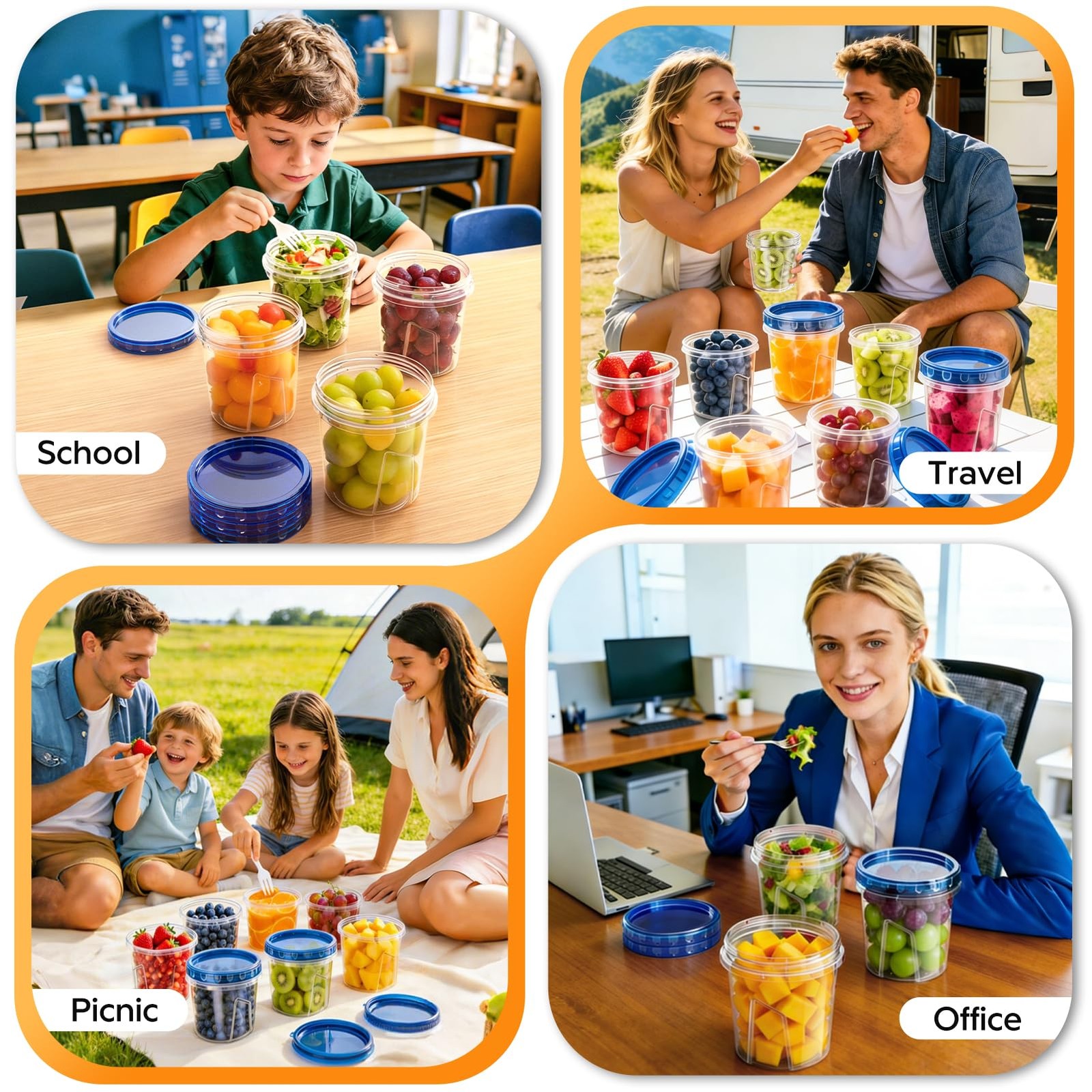 Freezer Storage Containers, [6 Pack-24 Oz] Airtight Plastic Food Storage Contain