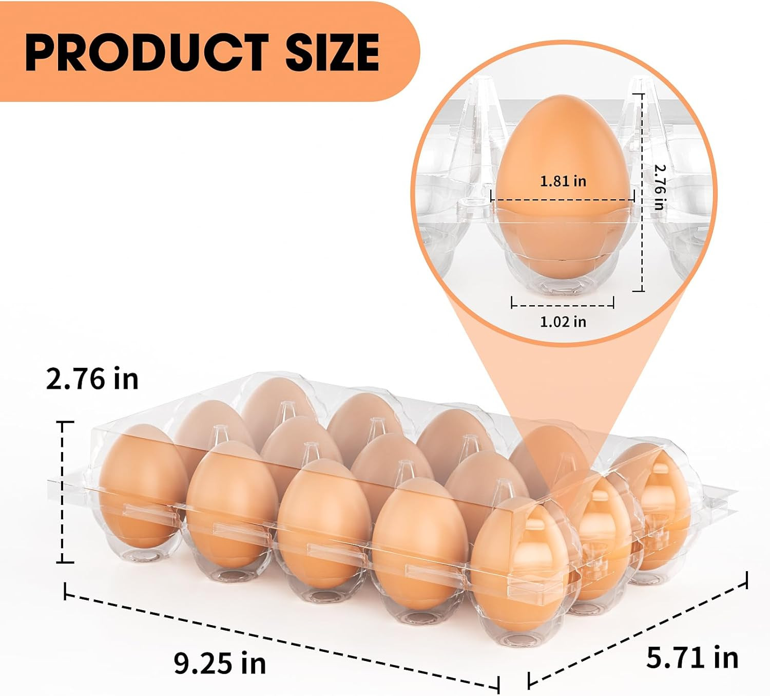 100 Pack Egg Cartons Cheap Bulk 12 Count Clear Plastic Egg Containers for Chicke