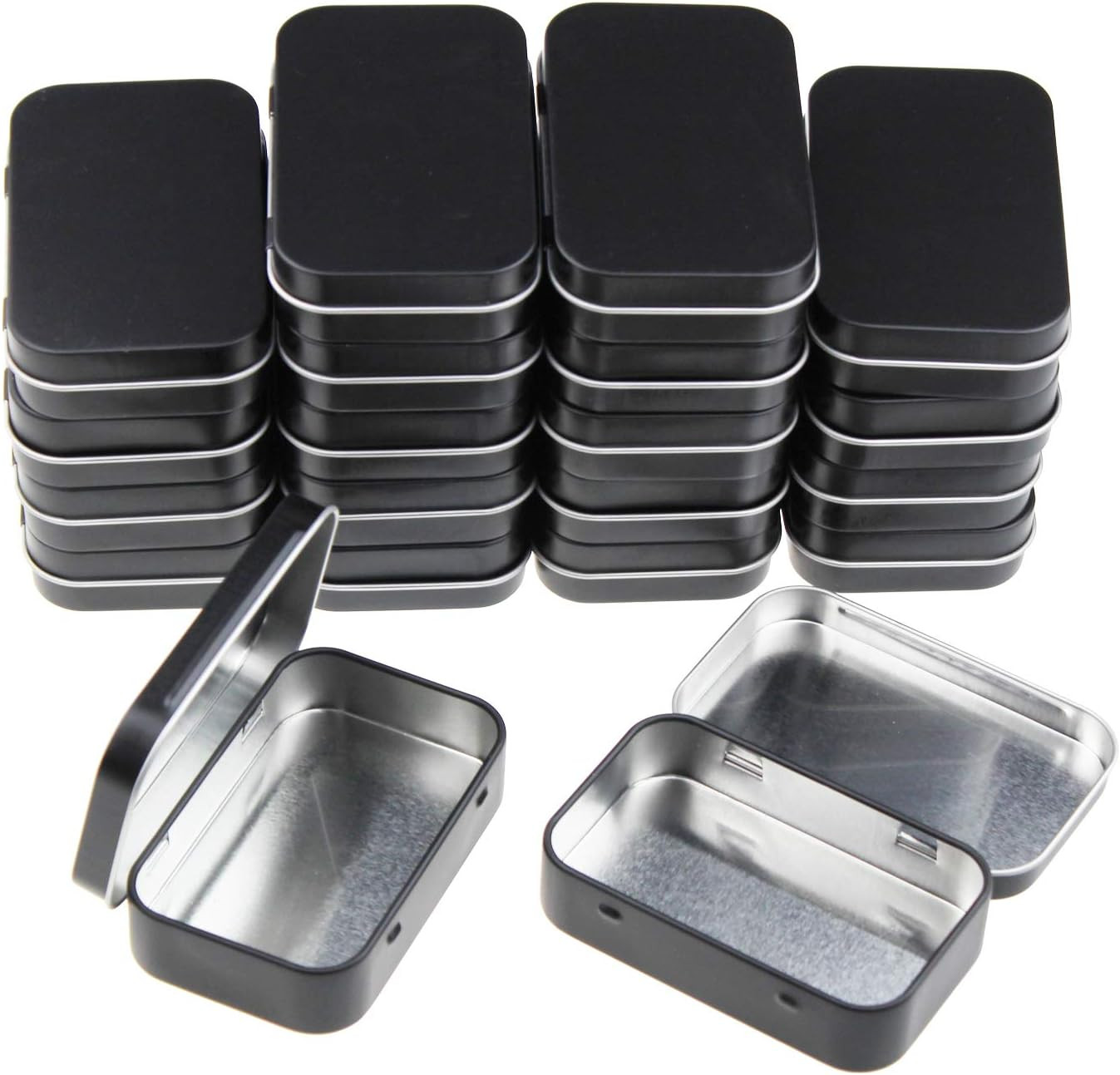 20 Pieces Rectangular Metal Empty Hinged Tins Containers Basic Necessities Home