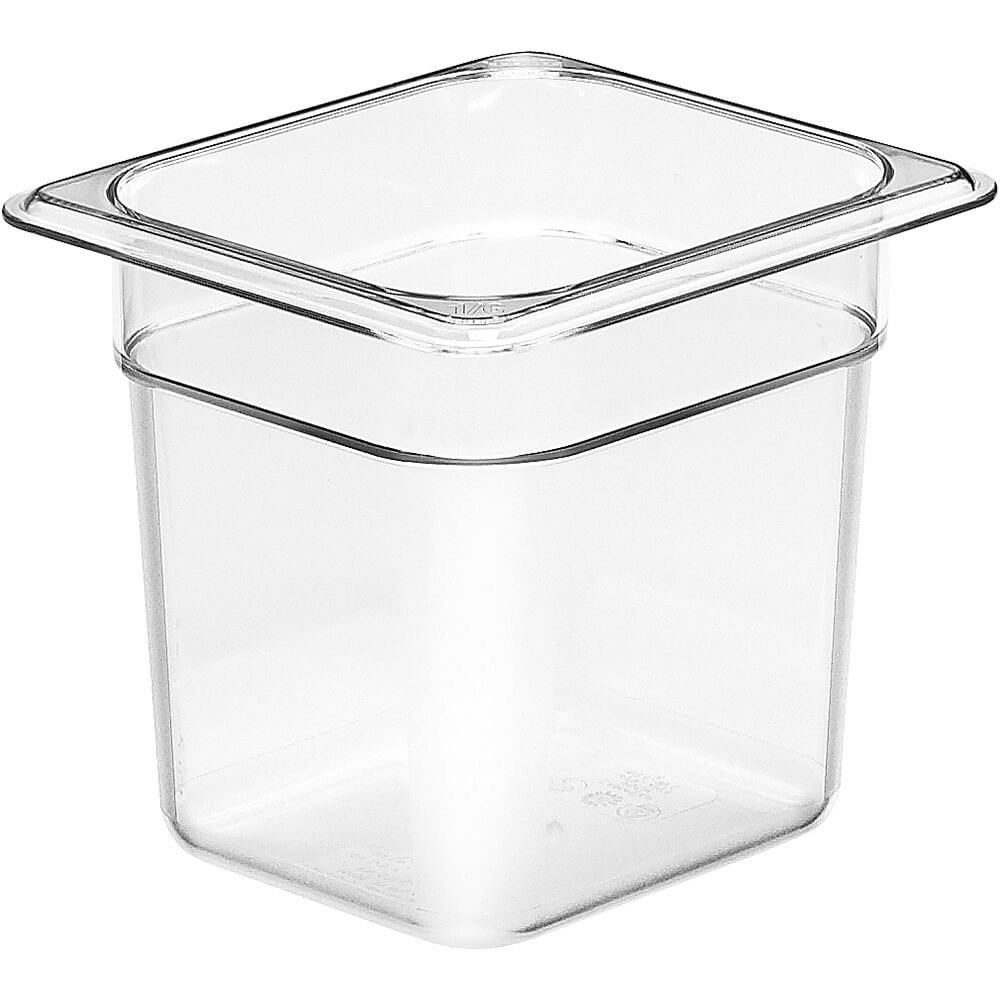 6 PCS Camwear Food Pan 1/6 Size 6 Inch Deep Plastic Polycarbonate Clear NSF