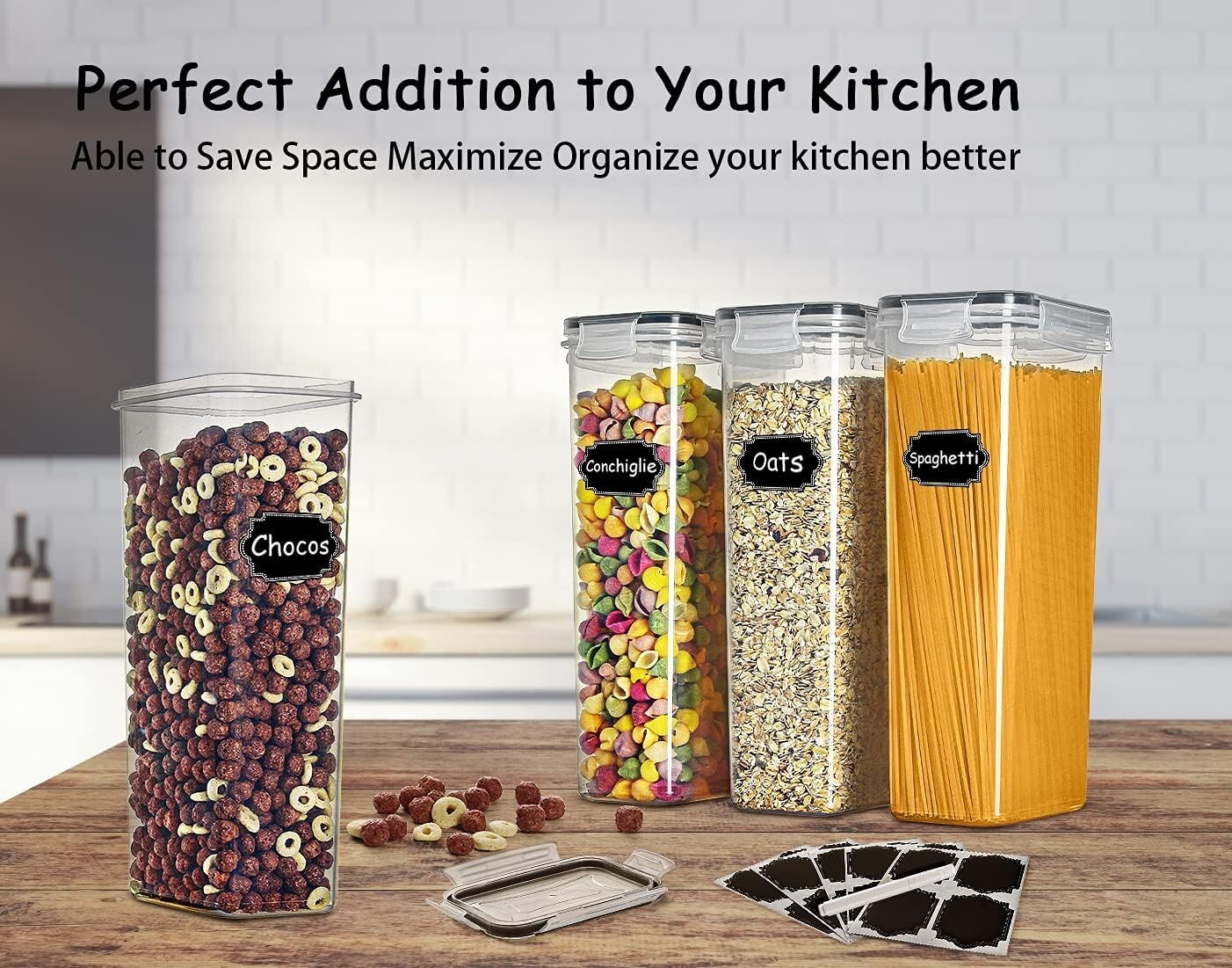 9Pcs Airtight Food Storage Container 2.8L for Sugar, Flour, Snack, Baking Supply