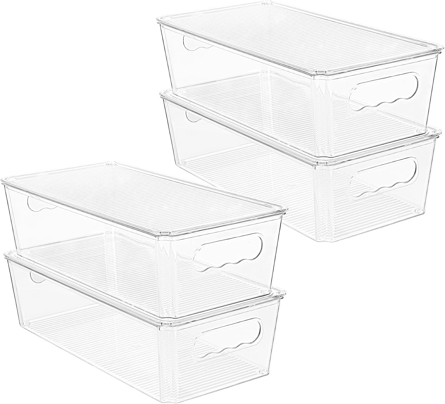 8pcs Clear Organizers and Storage Bins with Lids, Stackable Plastic Storage C…