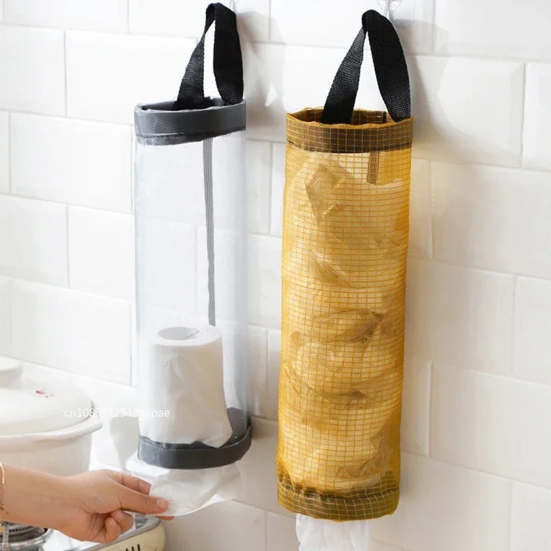 2 Pcs Hanging Garbage Bag Dispenser Wall Mount Pull Out Plastic Bag Storage