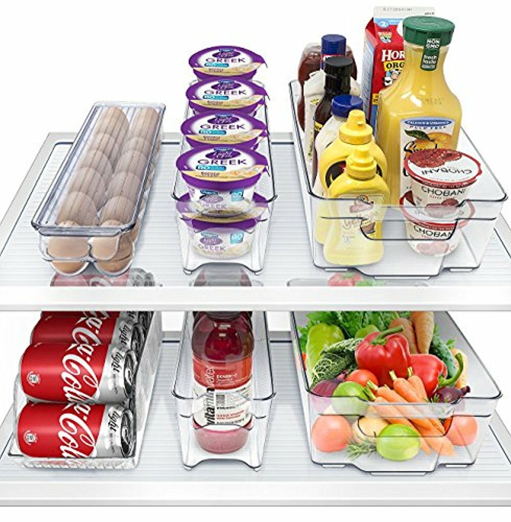 6 Pack Refrigerator Organizer Bins Set – Fridge & Pantry Clear Stackable Storage
