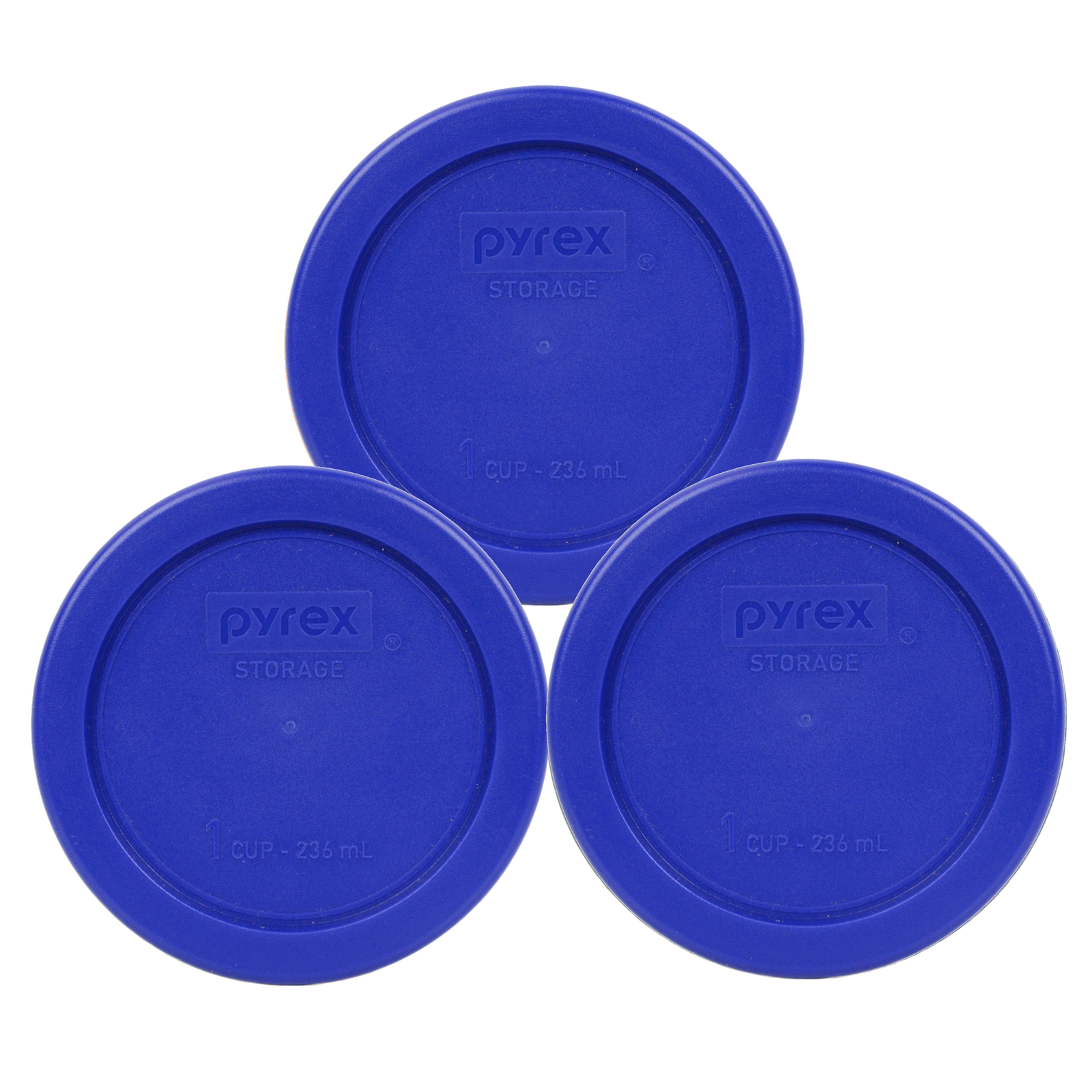 Pyrex 7202-PC Cadet Blue Plastic Food Storage Replacement Lid Cover (3-Pack)