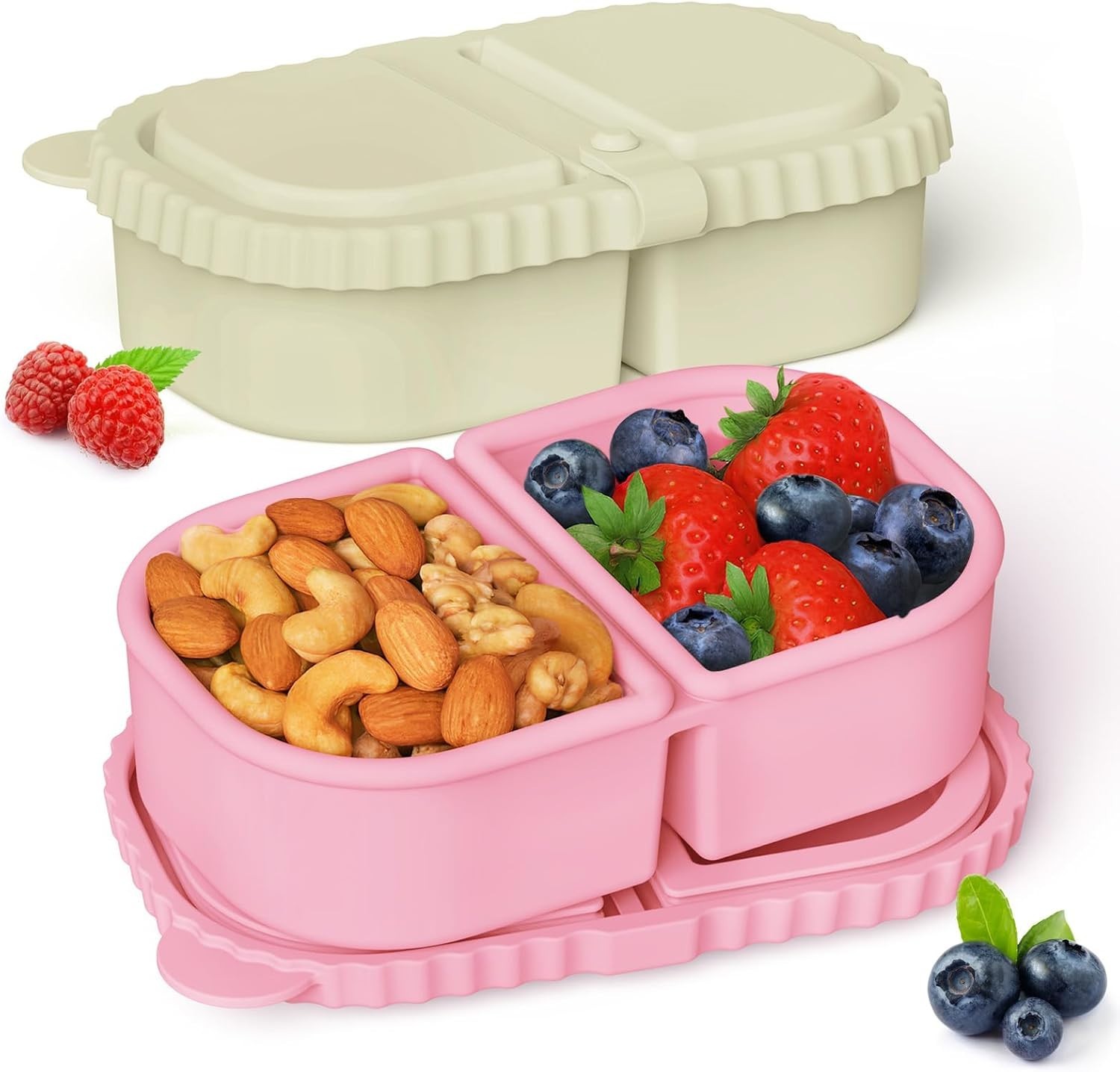 2 Pack Silicone Snack Containers with Lids 8.5oz Leakproof Reusable