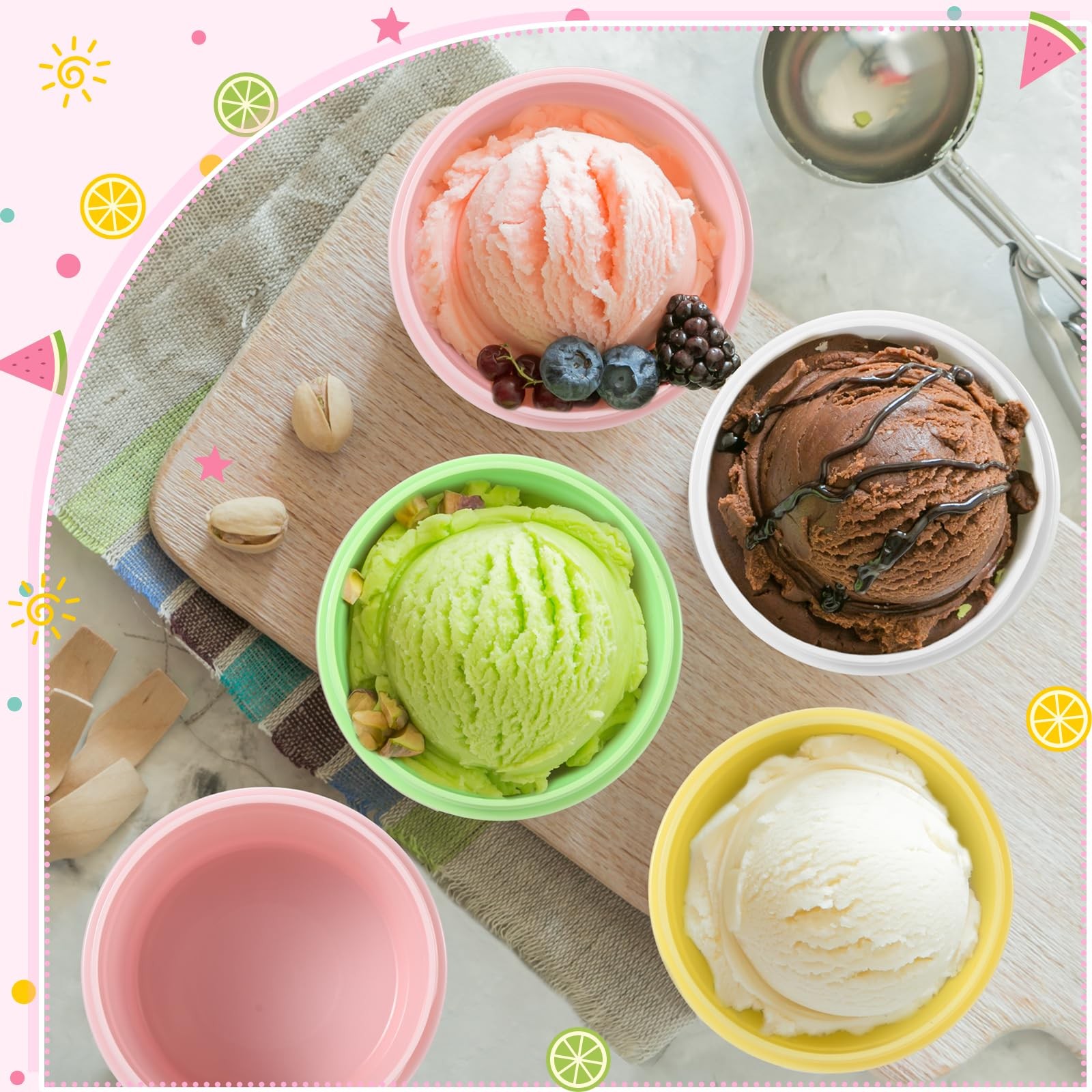 SiliFine 12 Sets 3 Sizes Portion Control Ice Cream Containers for Homemade…