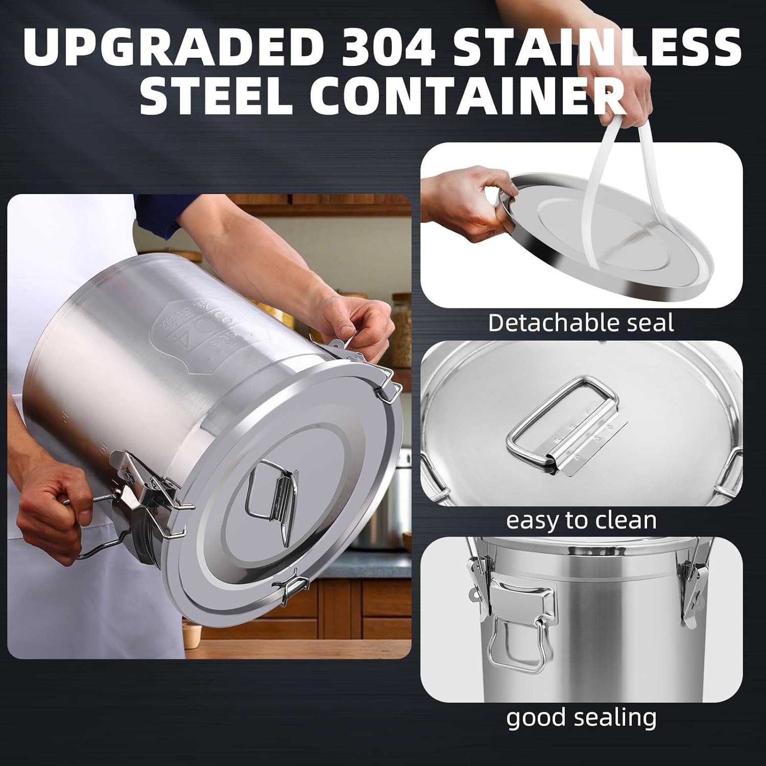 21L/5.5 Gal 304 Stainless Steel Containers with Lids 710 Oz Stainless Steel Airt