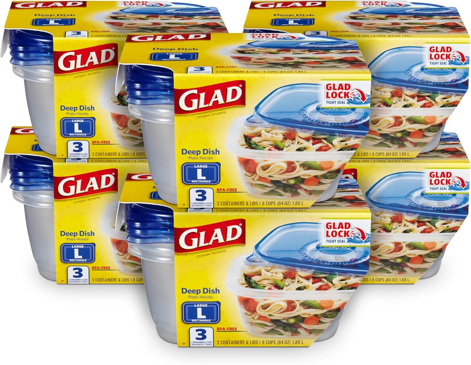 Glad Gladware Deep Dish Food Storage Containers Lids Large Rectangle BPA Free Me