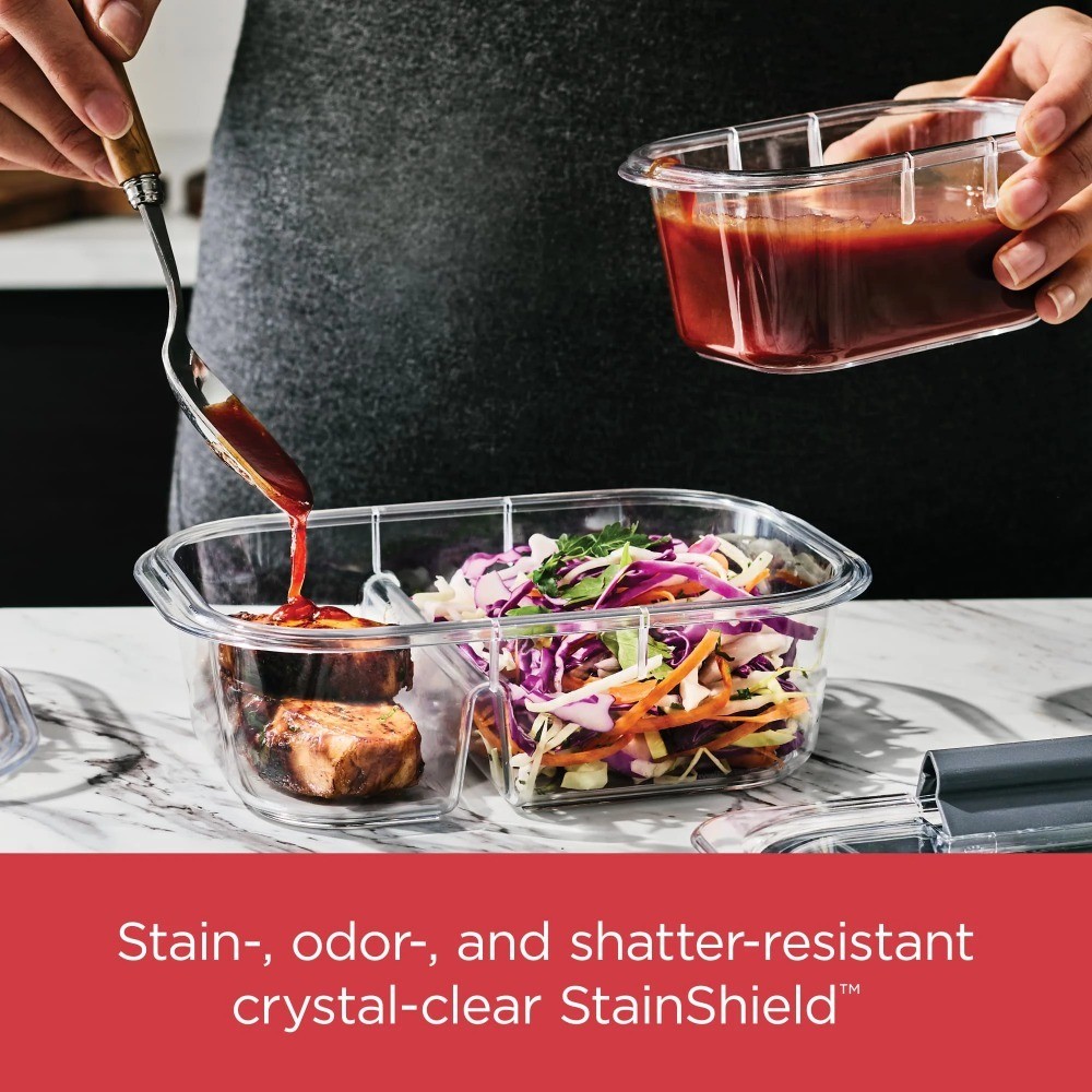 Stain Proof Food Storage Container Set of 2 Cups with Brilliance Lids