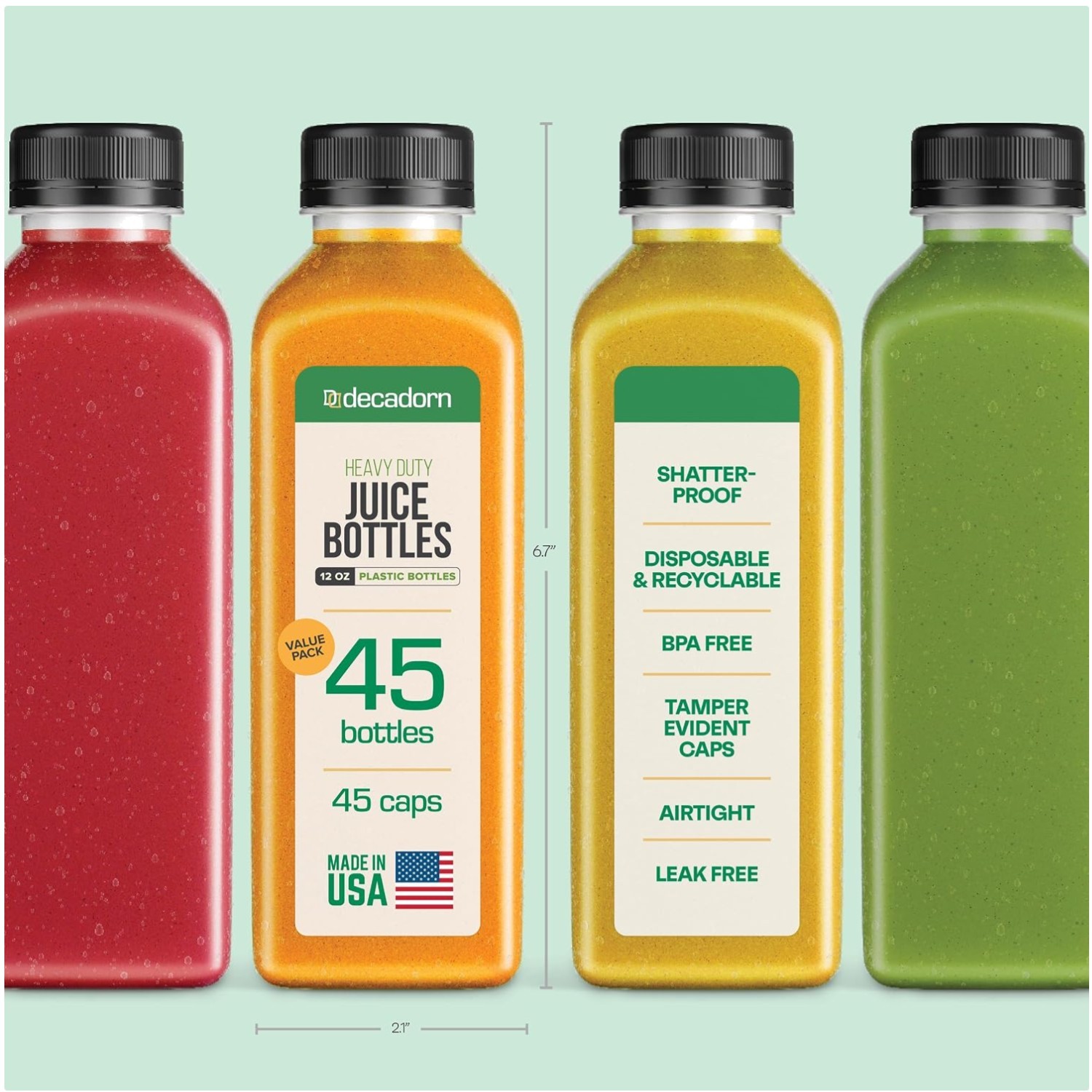 Disposable 12 oz Juice Containers – 45 Pack