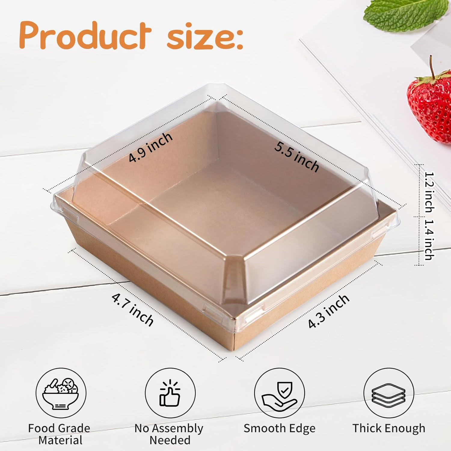 Charcuterie Boxes 20 Pack with Clear Lids, Square Disposable Paper Containers t